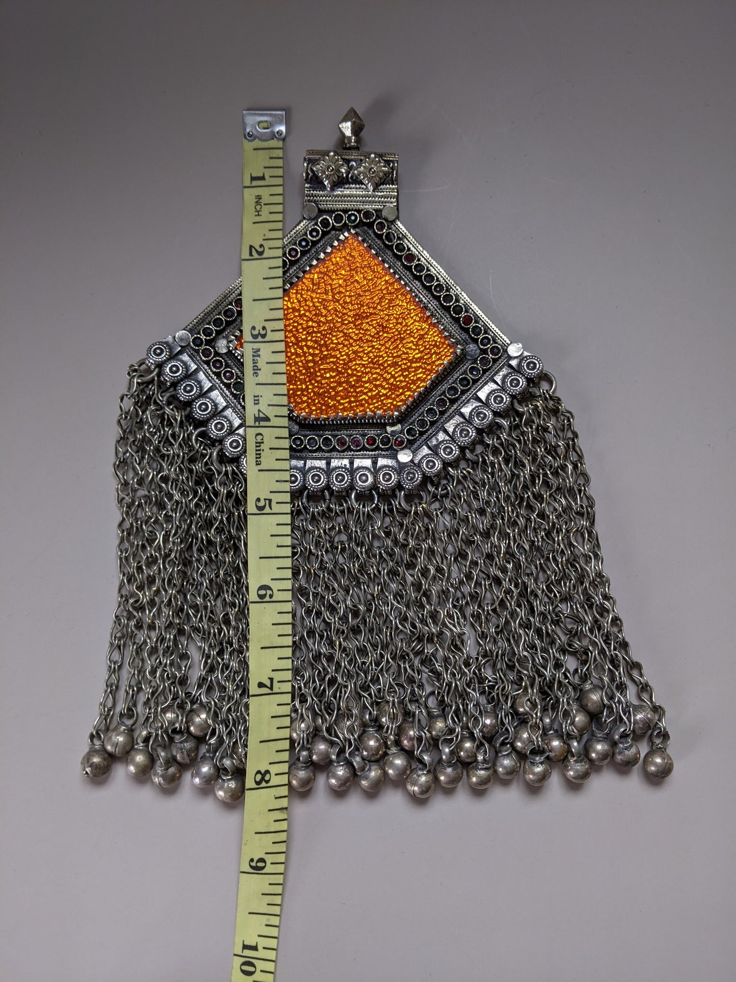 Large Vintage Tribal Pendant Waziri Jewelry Unique Ethnic Talisman (#14851)