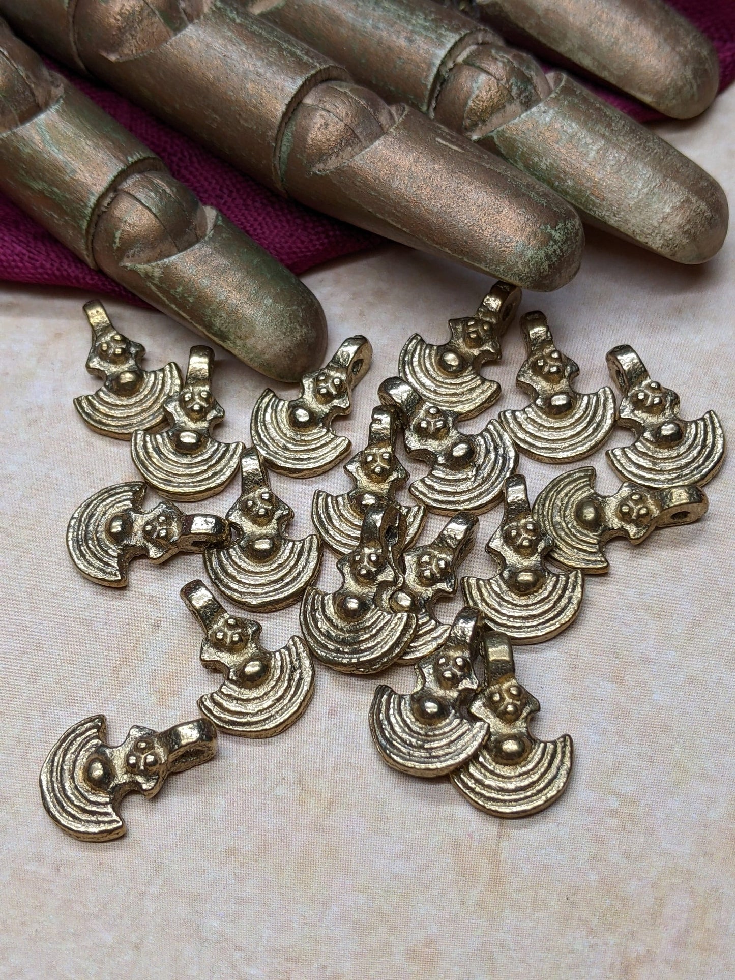 Golden Brass Charms 15x11mm Jewelry Macramé Supplies Pick Quantity