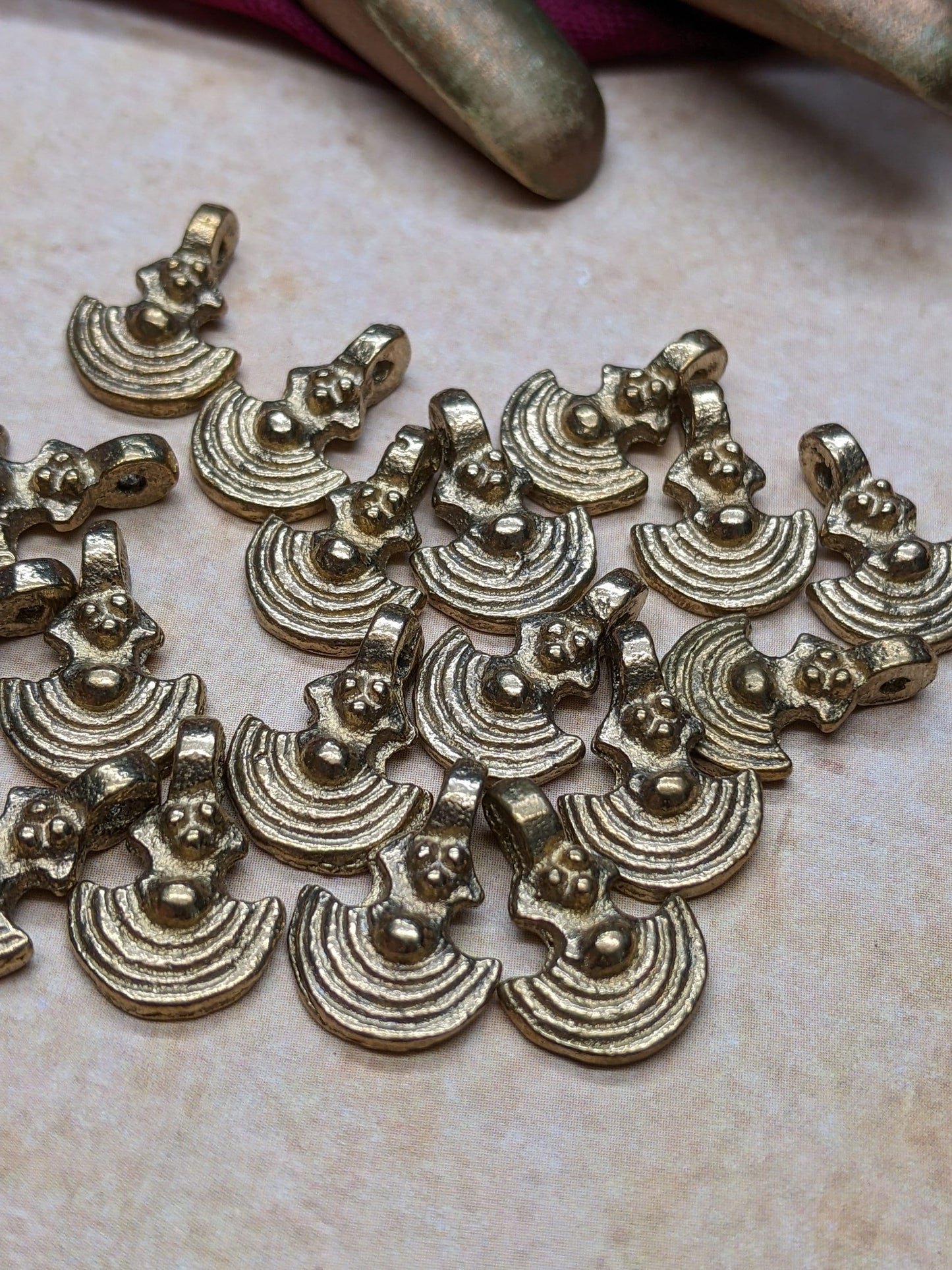 Golden Brass Charms 15x11mm Jewelry Macramé Supplies Pick Quantity