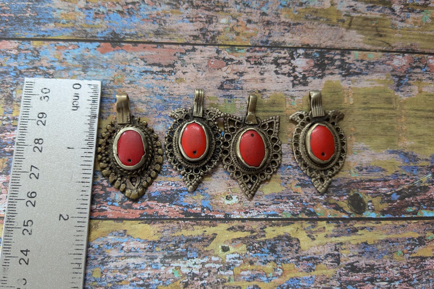 Well-Worn Vintage Tribal Pendants from Waziristan 4 Pieces (16571)