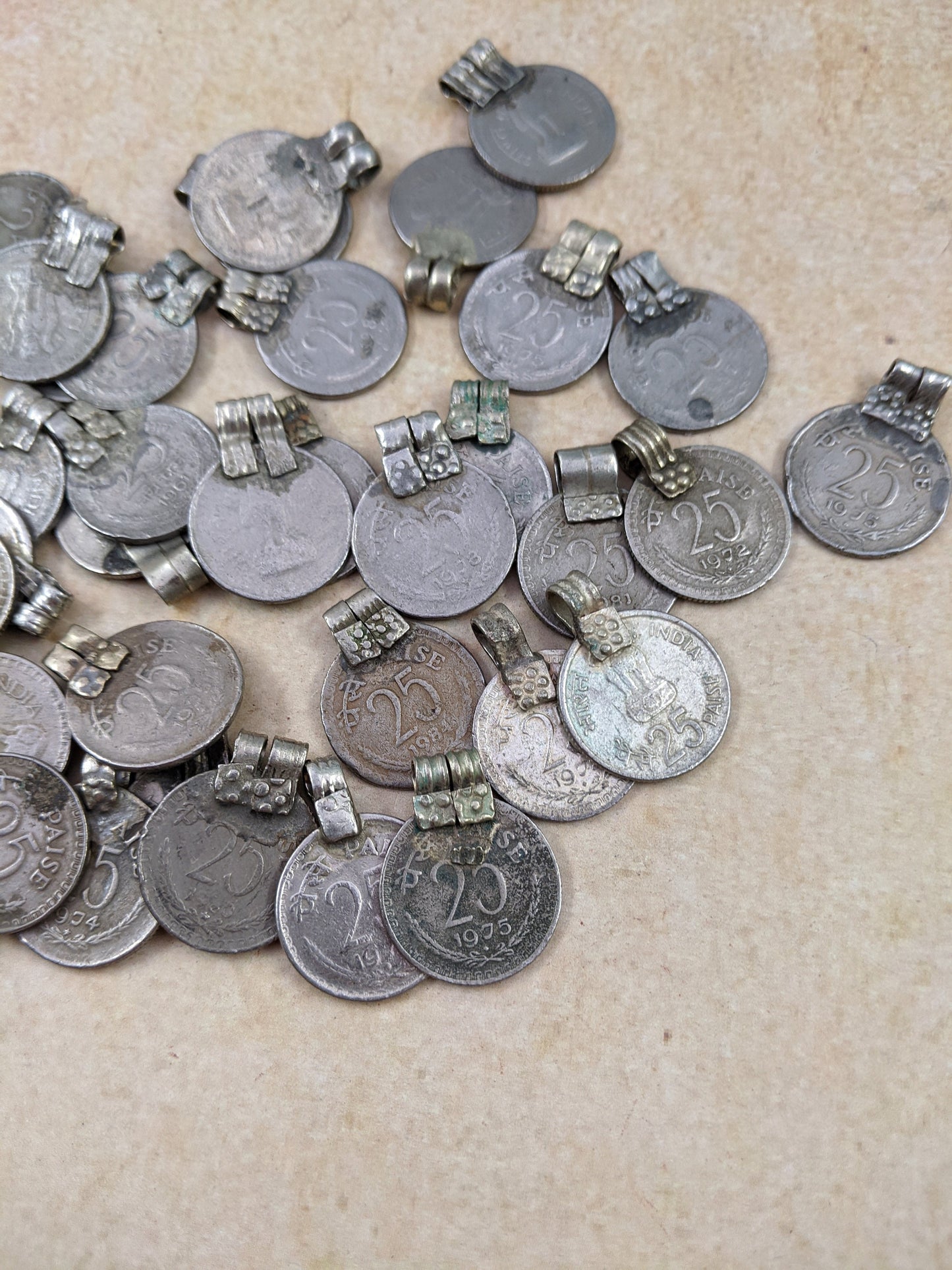 Vintage Banjara Tribal Indian Coins with Bails/Loops Paise Pick Quantity