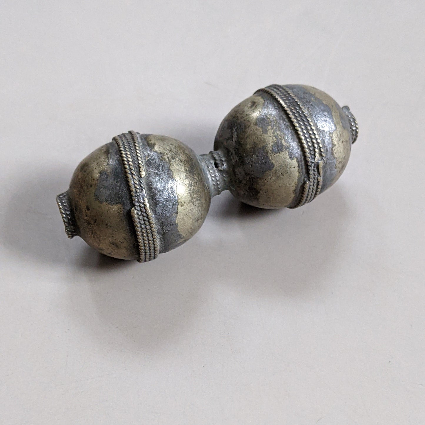 Old Central Asian Double Connected Bead Northern Afghanistan Ethnic Finding 2.75" (15254)