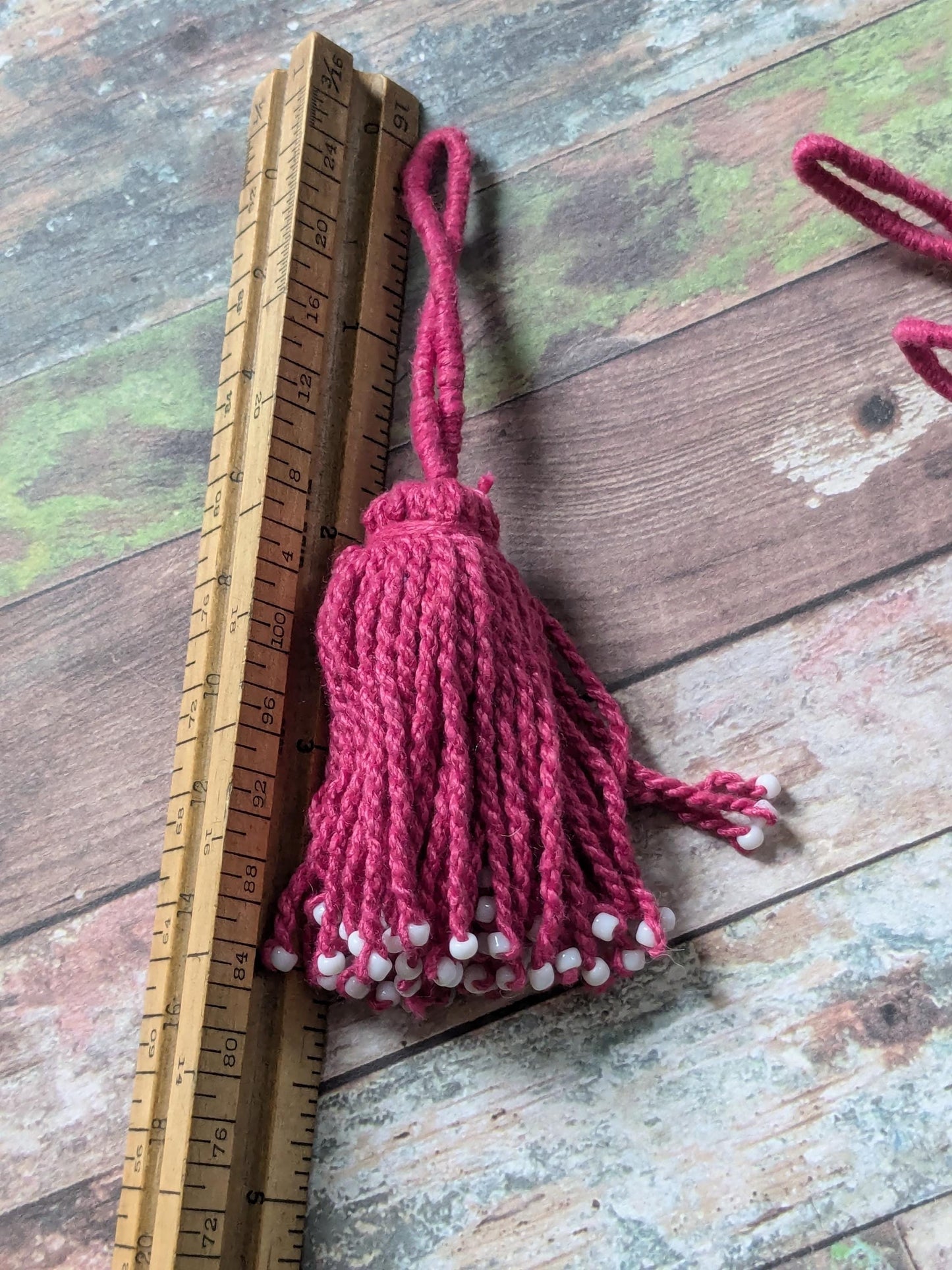 Salmon Pink Tassel Central Asian Traditional Turkmen Textile Adornment (17079)