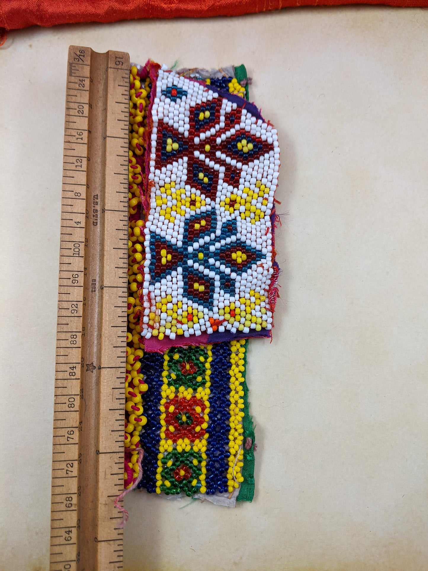 2x Small Kuchi Tribal Textile Remnants Beaded Fiber Arts Supply (#14204)