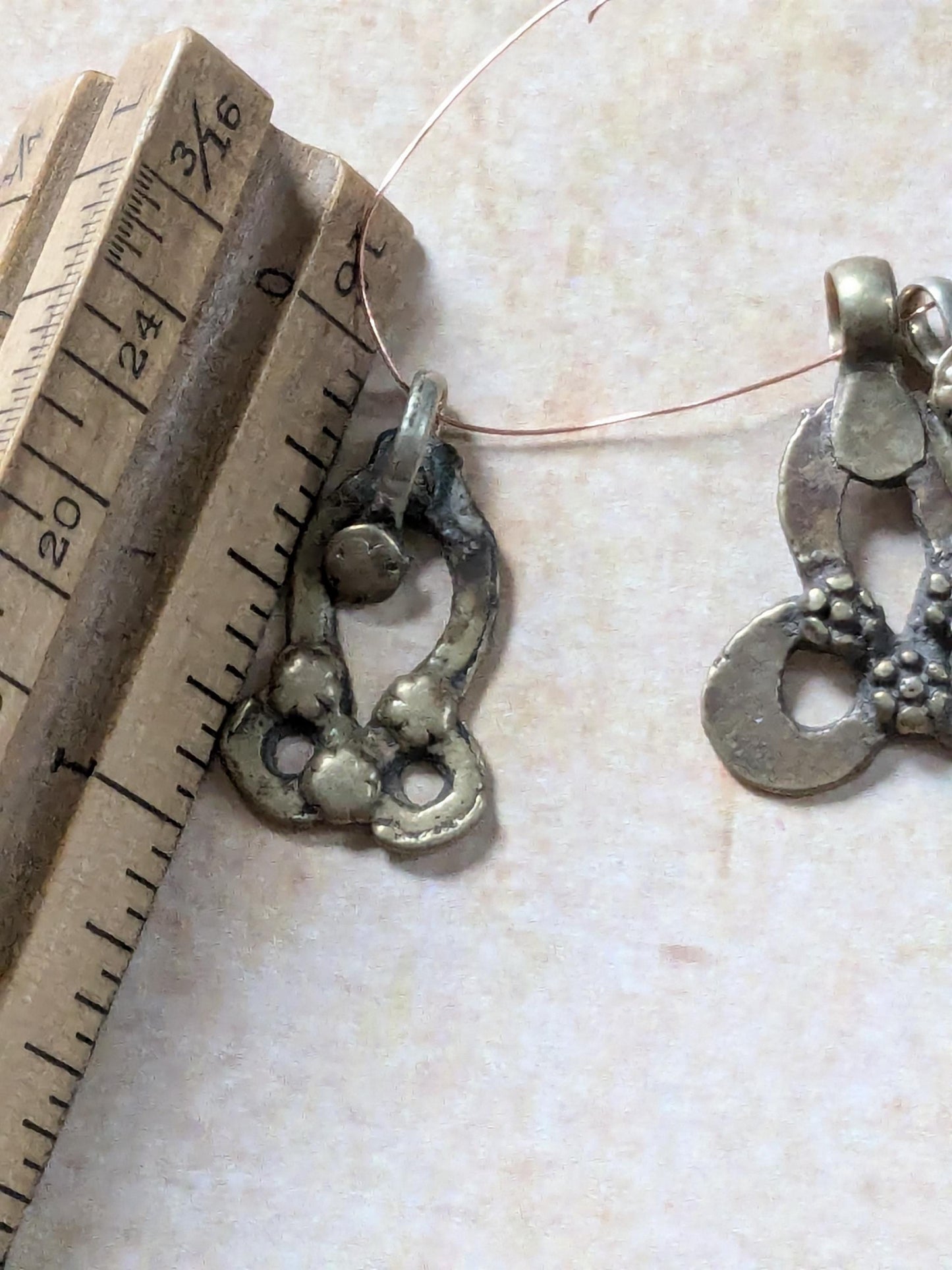 Vintage Kashmiri Tribal Jewelry Components Well-Worn Old Findings 5 Pieces (17072)