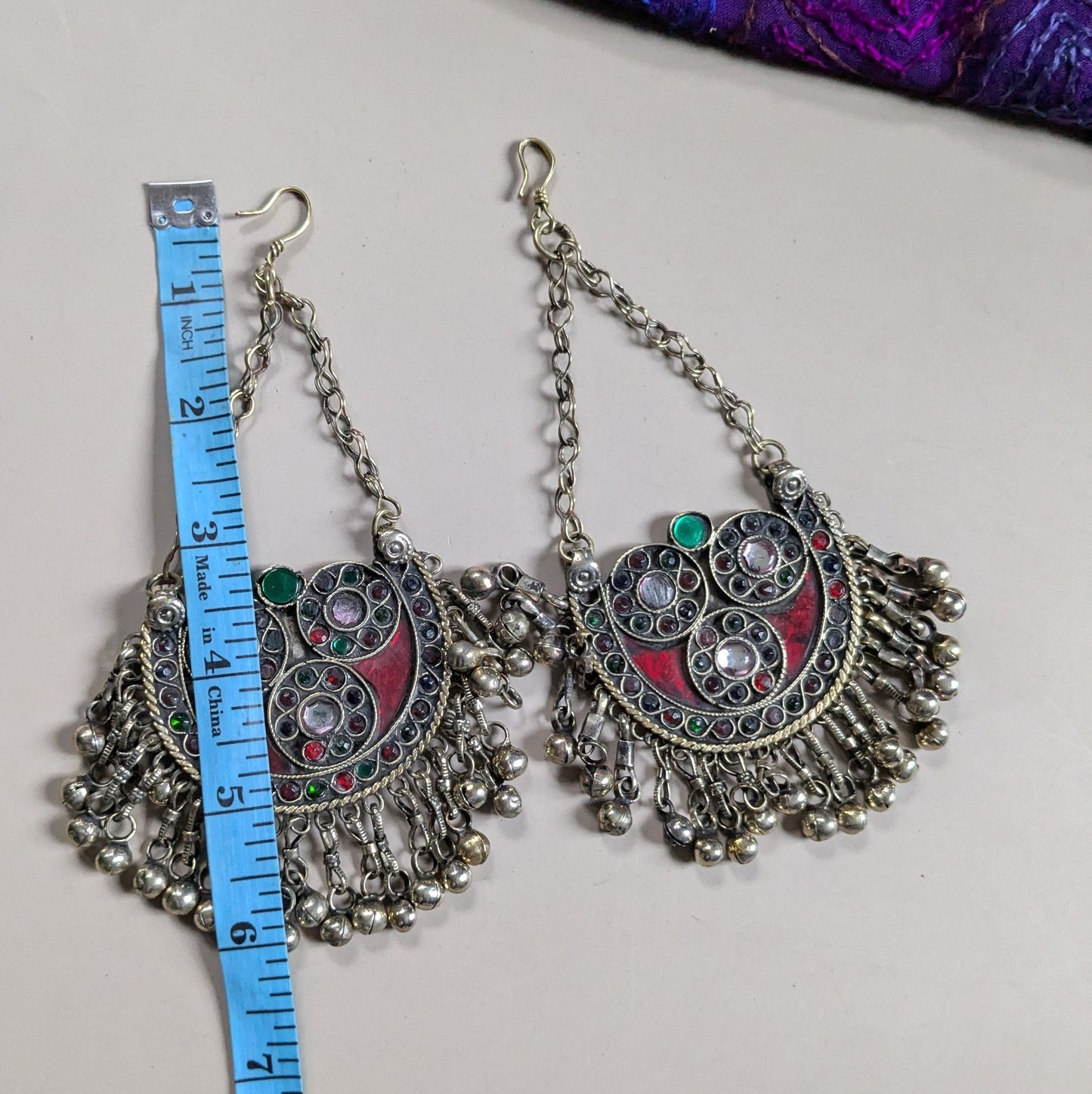 Matching Pair Vintage Kuchi Tribal Hair Pendants Tikka Jhoomer Polished (16389)