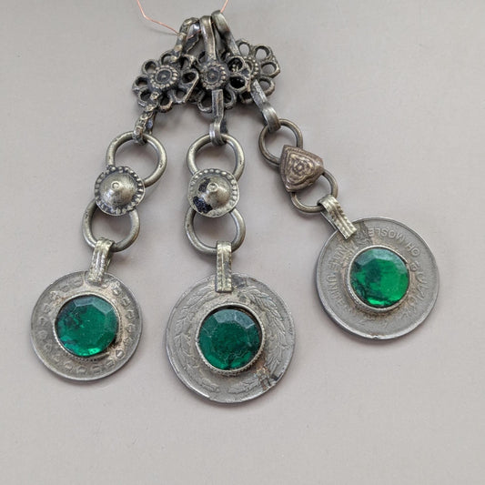 Old Afghan Tribal Necklace Pendants S-Loops Connectors Coin Accents 3 Pieces (17034)