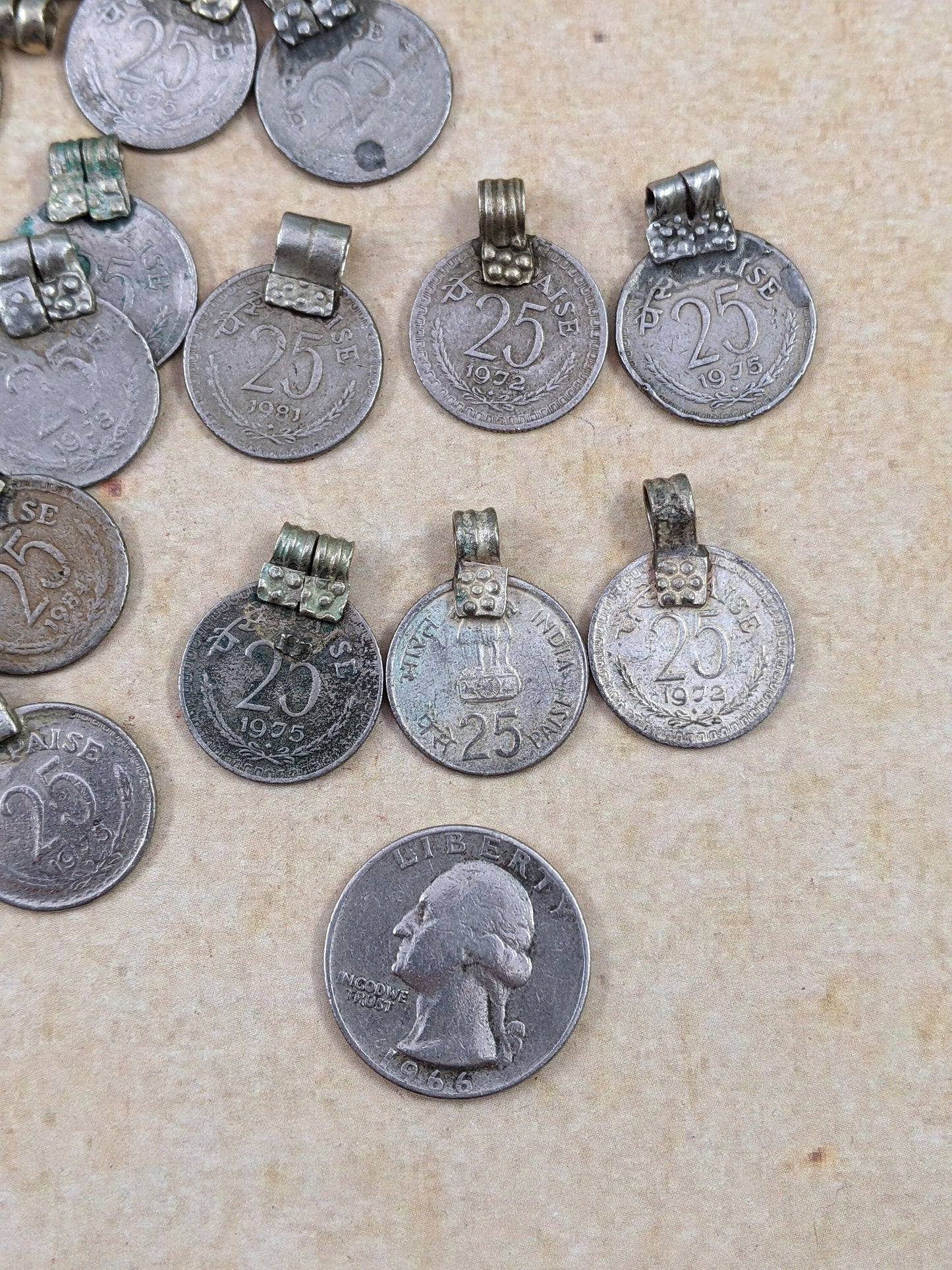 Vintage Banjara Tribal Indian Coins with Bails/Loops Paise Pick Quantity