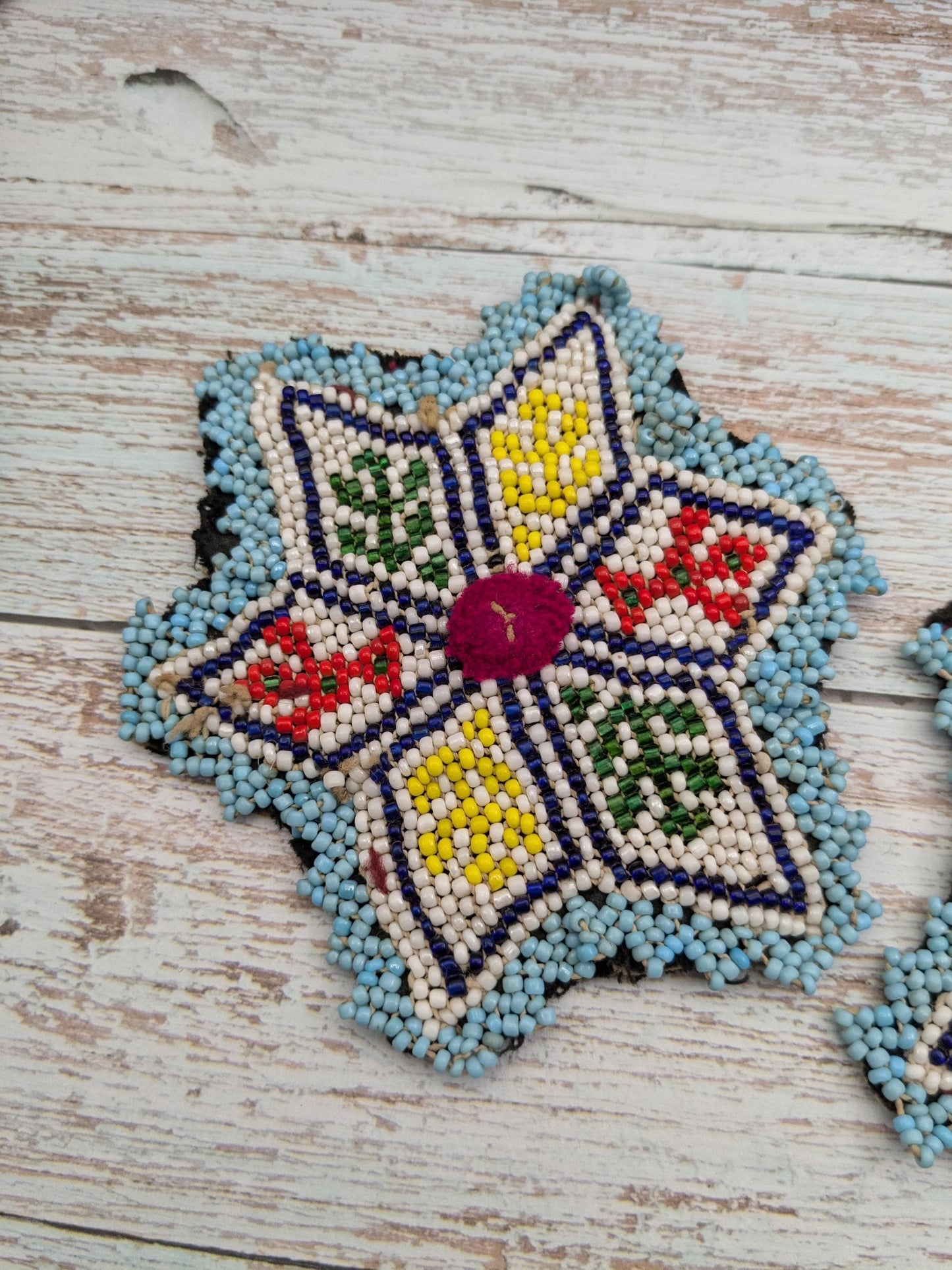 Vintage Kuchi Tribal Gul Beaded Flower Patches (17146)