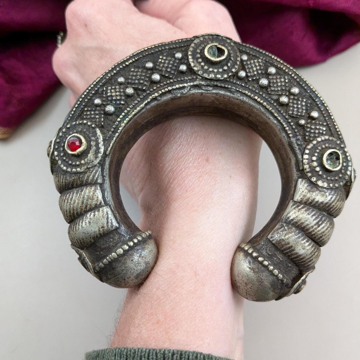 Small Narrow Vintage Tribal Cuff Afghan Waziri Bracelet 5.75" Wrist Size Please Read Description (16710)