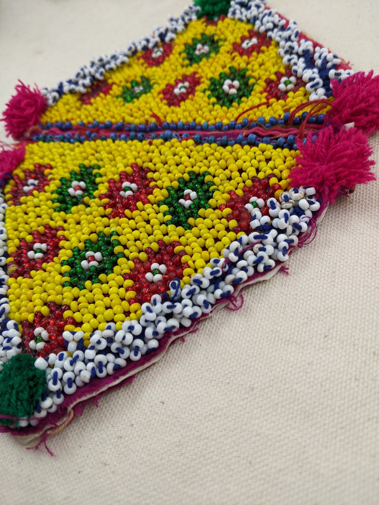 Matching Pair Beaded Triangular Kuchi Tribal Patches MAKE CRINKLING Sound (#14193)