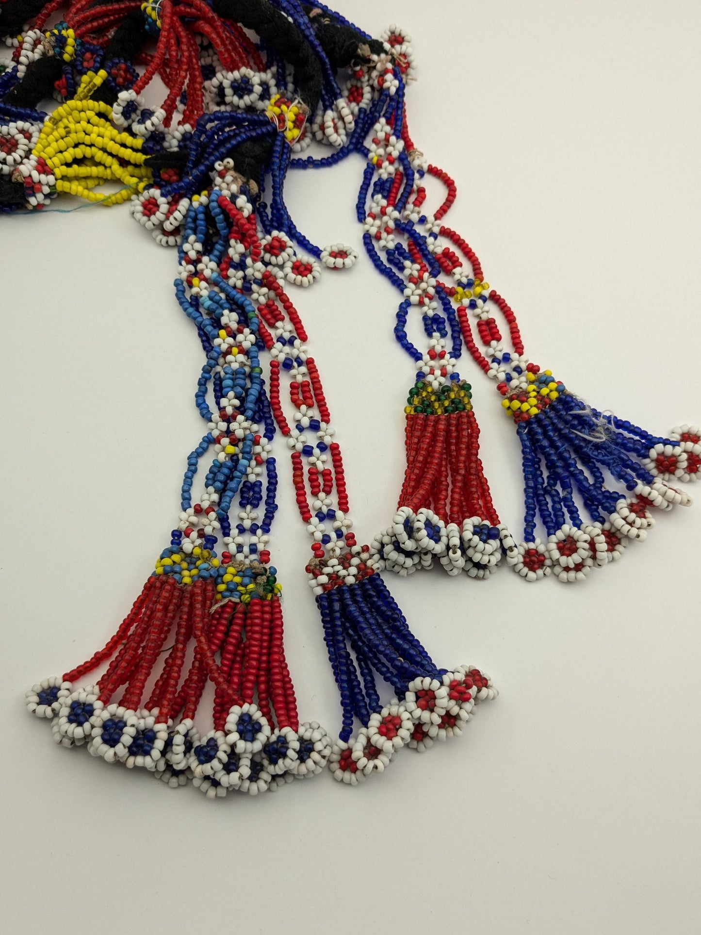 Long Beaded Tassels Kuchi Tribal Talisman with Button Fasteners 26" (17162)