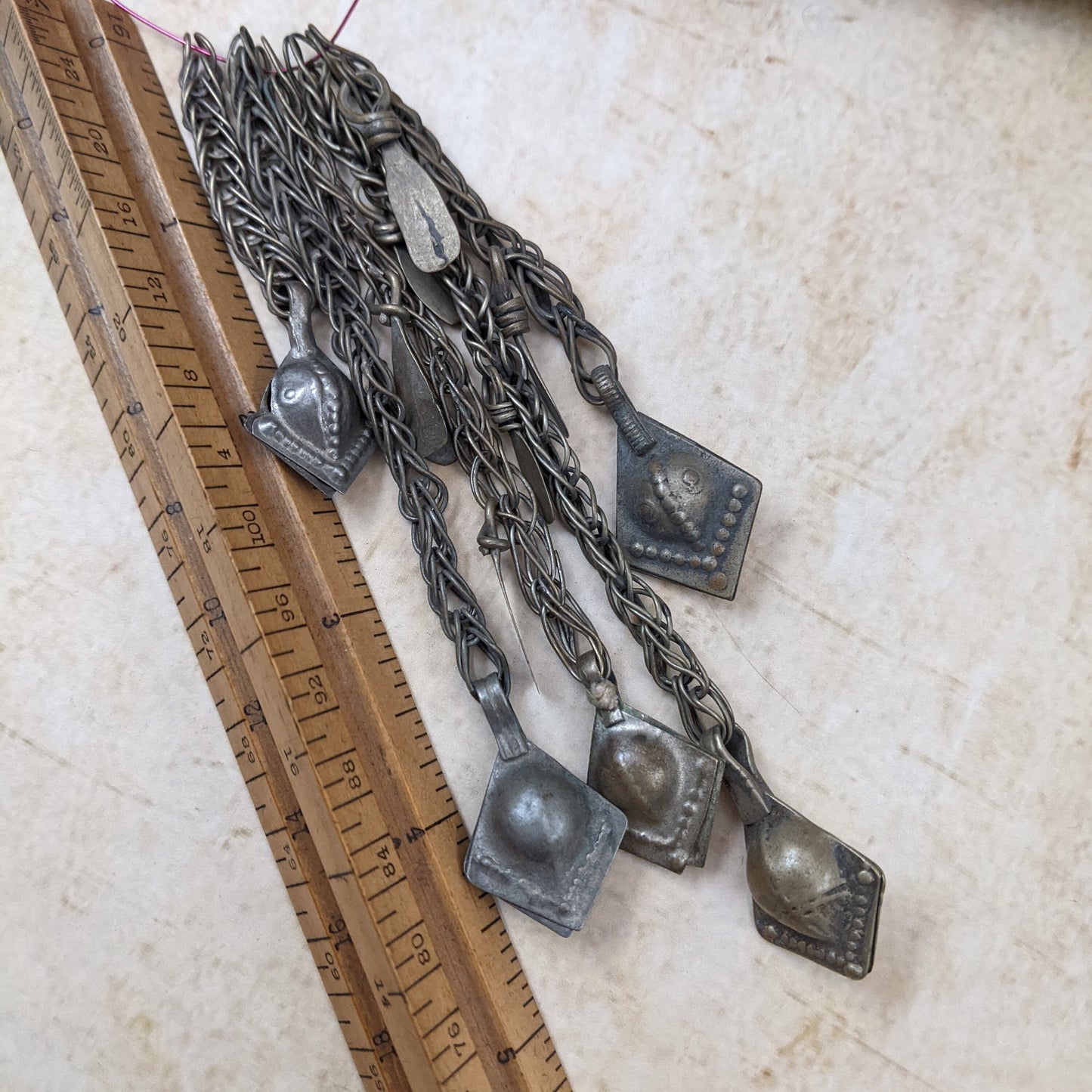 Afghan Tribal Jewelry Buds with Chain Oxidized Unique Vintage 5 Pieces (15104)