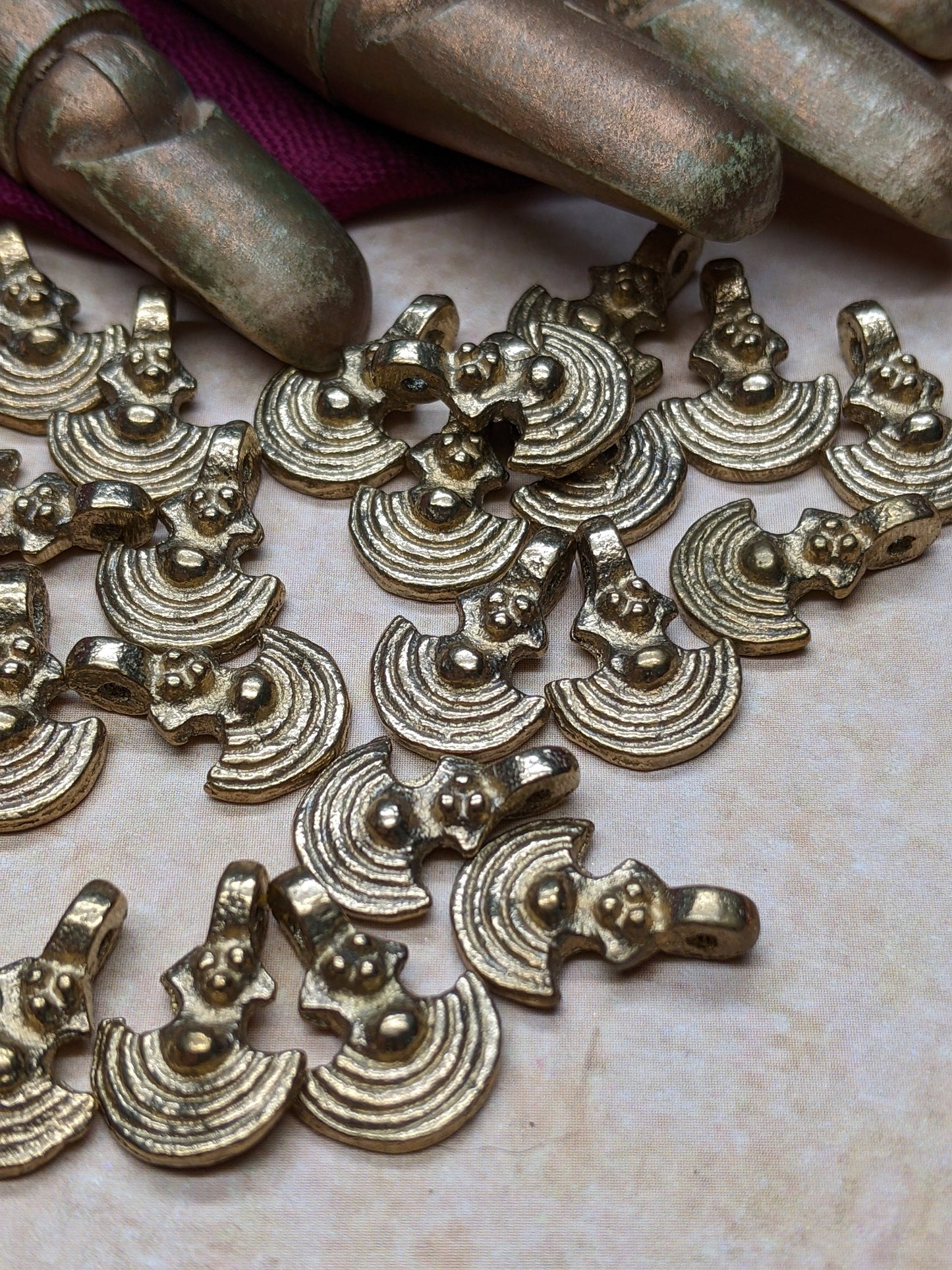 Golden Brass Charms 15x11mm Jewelry Macramé Supplies Pick Quantity