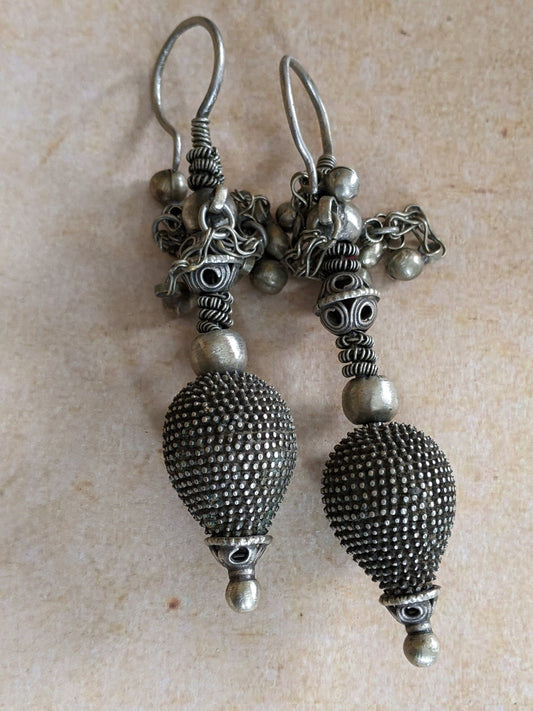 Old Vintage Nuristani Nooristani Earrings Large 12 Gauge (2mm) Tribal Afghan Jewelry (#12545)