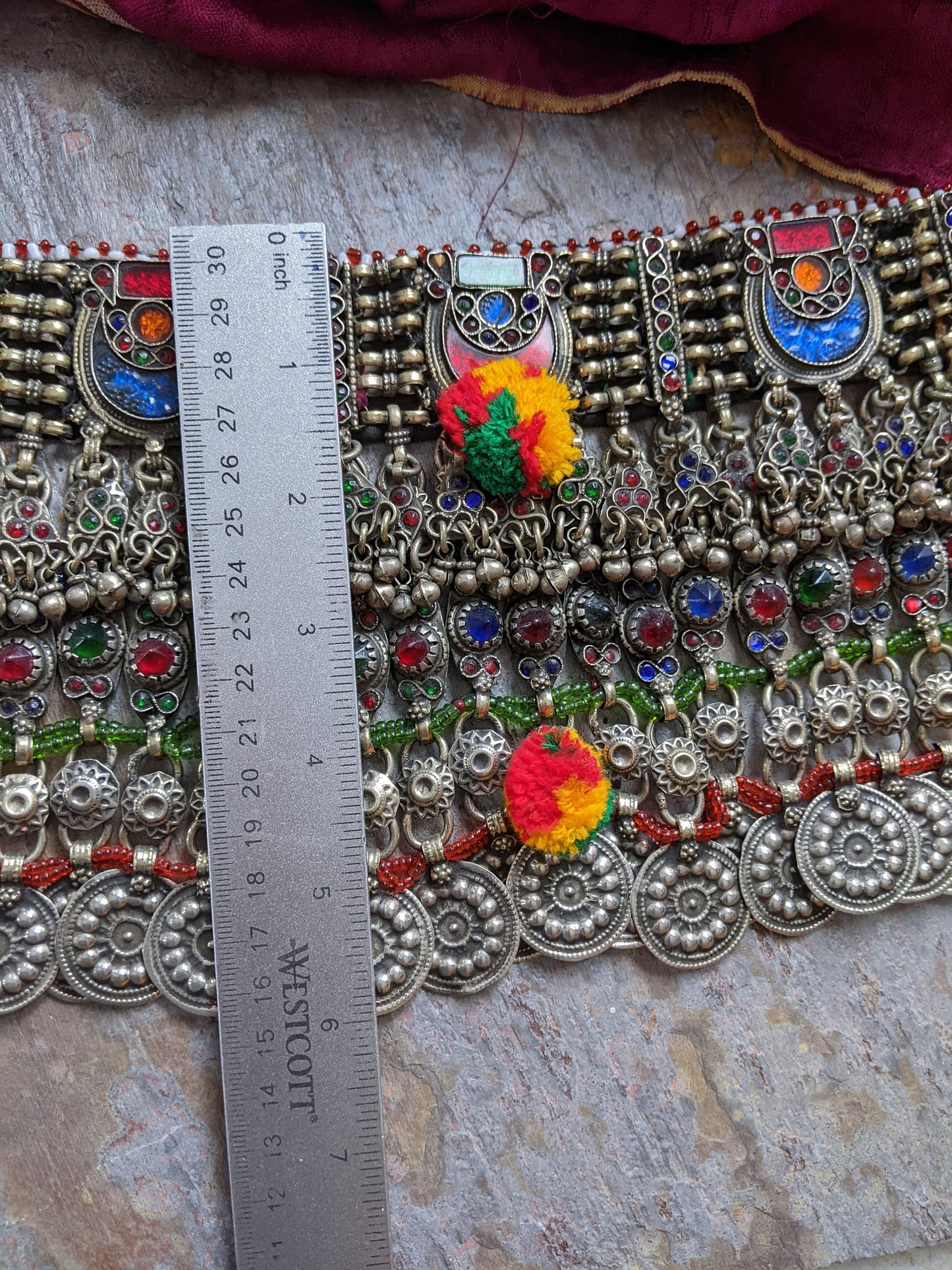 Vintage Kuchi Bib Choker Authentic Tribal Adornment Heavy Jewelry (#10145)