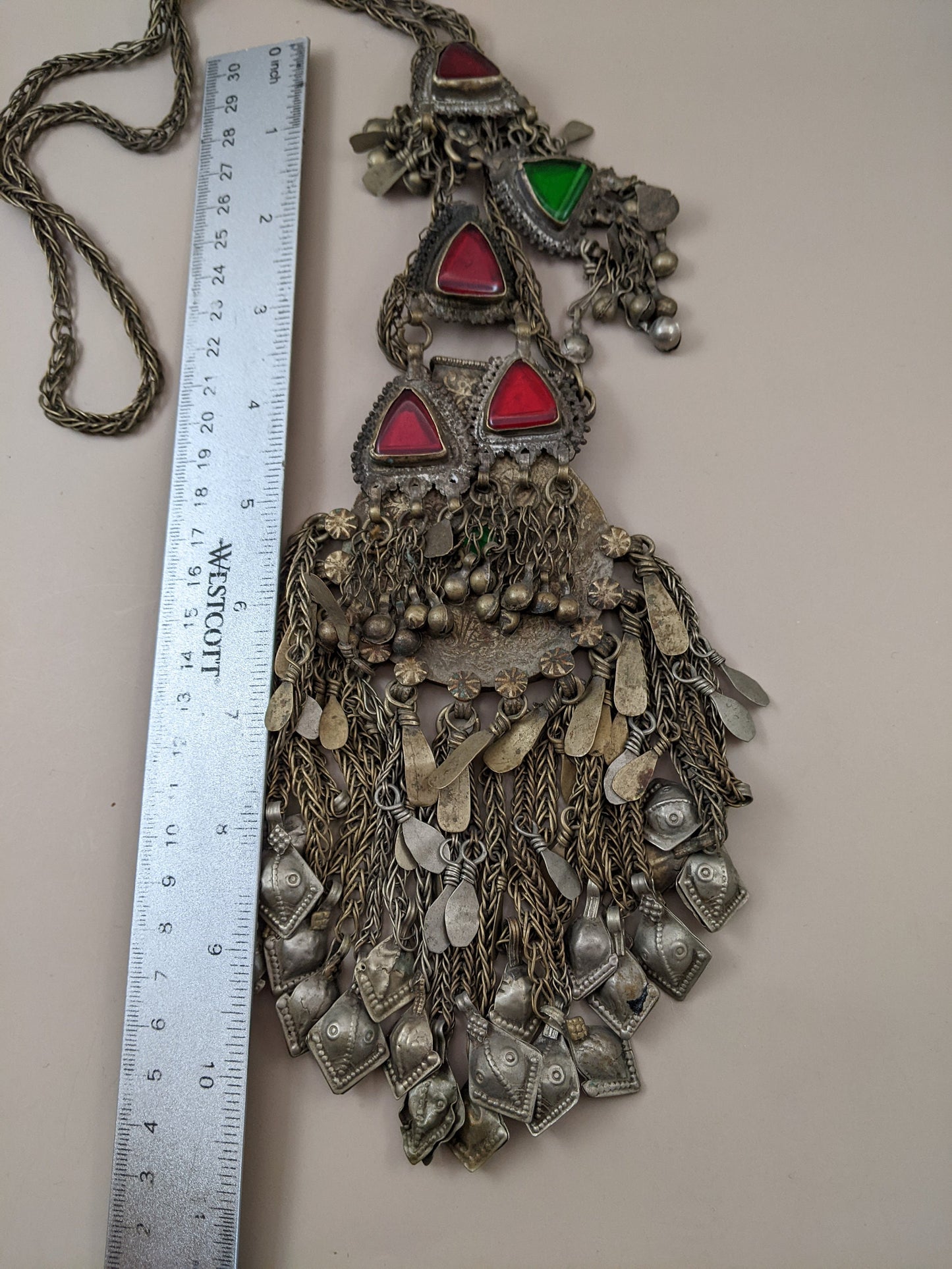 Tribal Necklace Vintage Kuchi Adornment Unusual Container Jewerly (#14963)