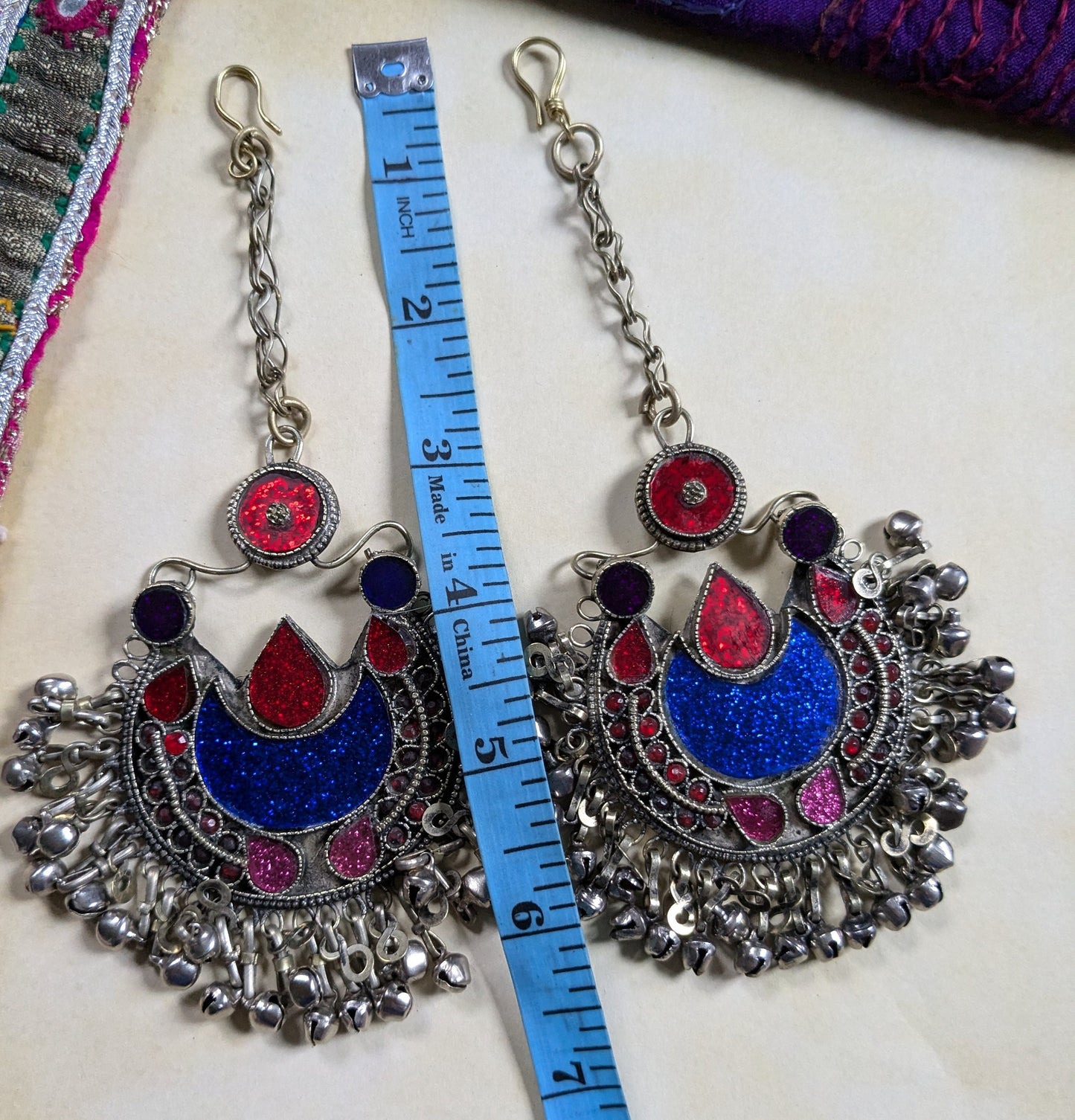 Matching Pair Vintage Kuchi Tribal Hair Pendants Jhoomer Refurbished (16387)