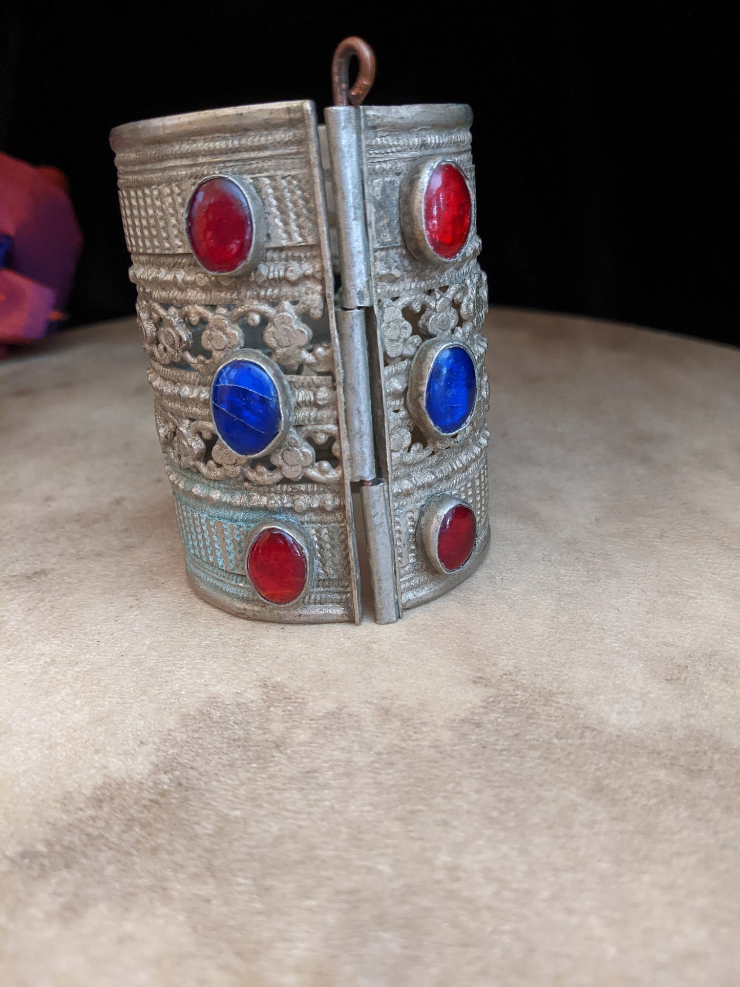 3.25" Tall Pashtun Tribal Metal Cuff Vintage Kuchi Jewelry 7" HAND SIZE Unique Sizing Requirement (#12894)