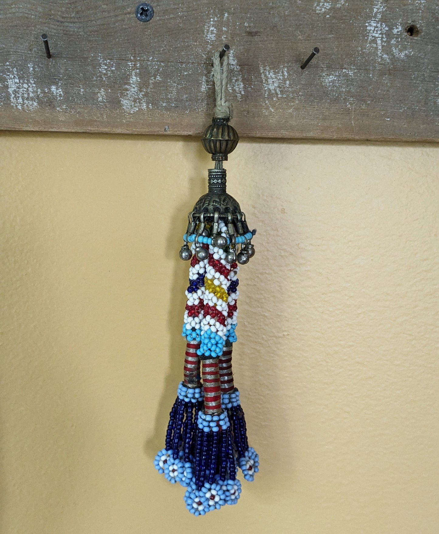 Beaded Tribal Tassel from Baluchistan Ethnic Adornment 8" (16321)