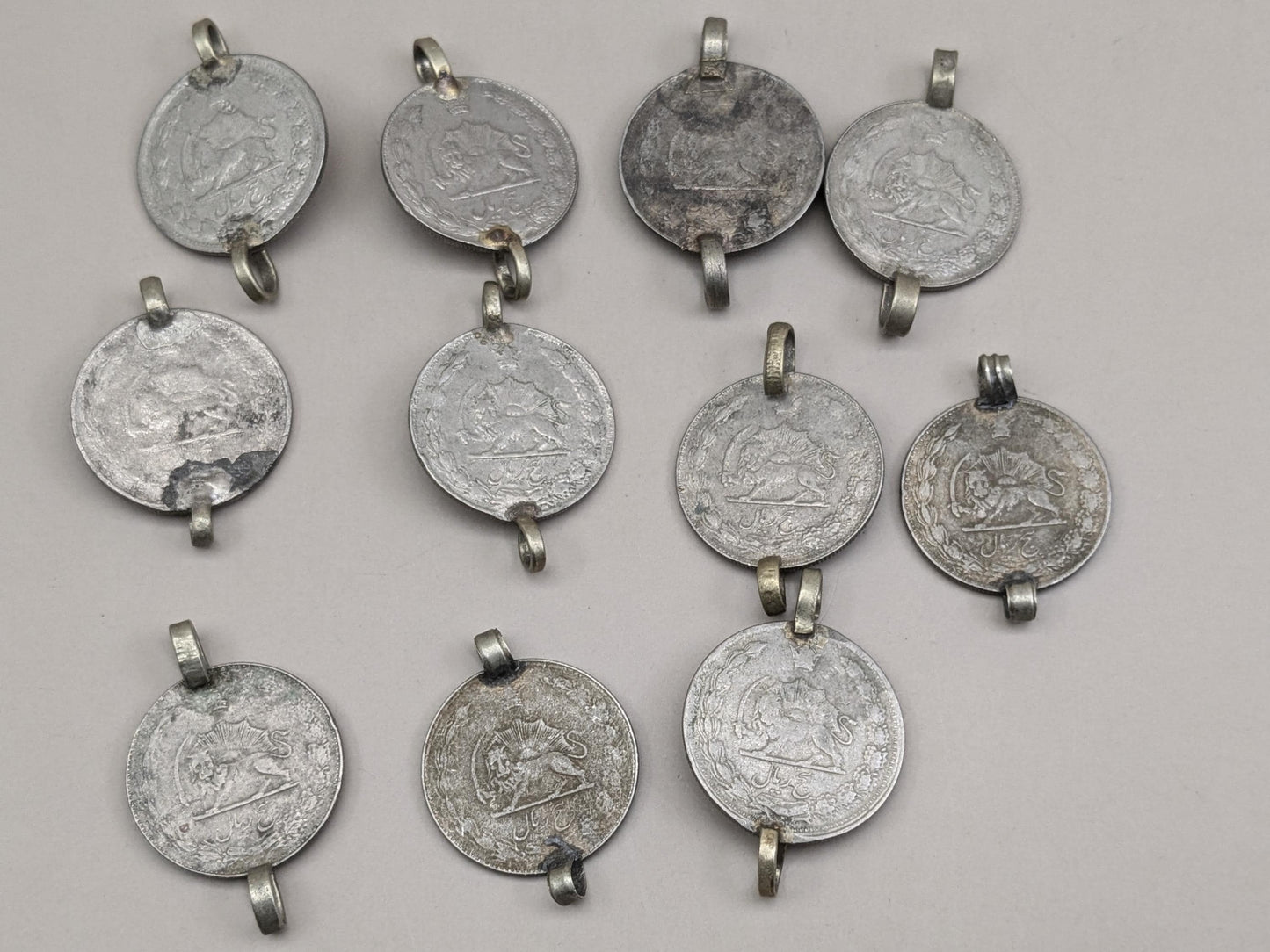 Vintage Kuchi Tribal Coins with 2 Loops Double Bail DIY Jewelry Supplies 11 Pieces (17031)