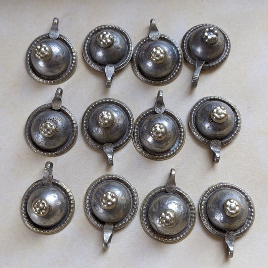 Vintage Turkoman Buttons with Bails 12 Pieces (17174)