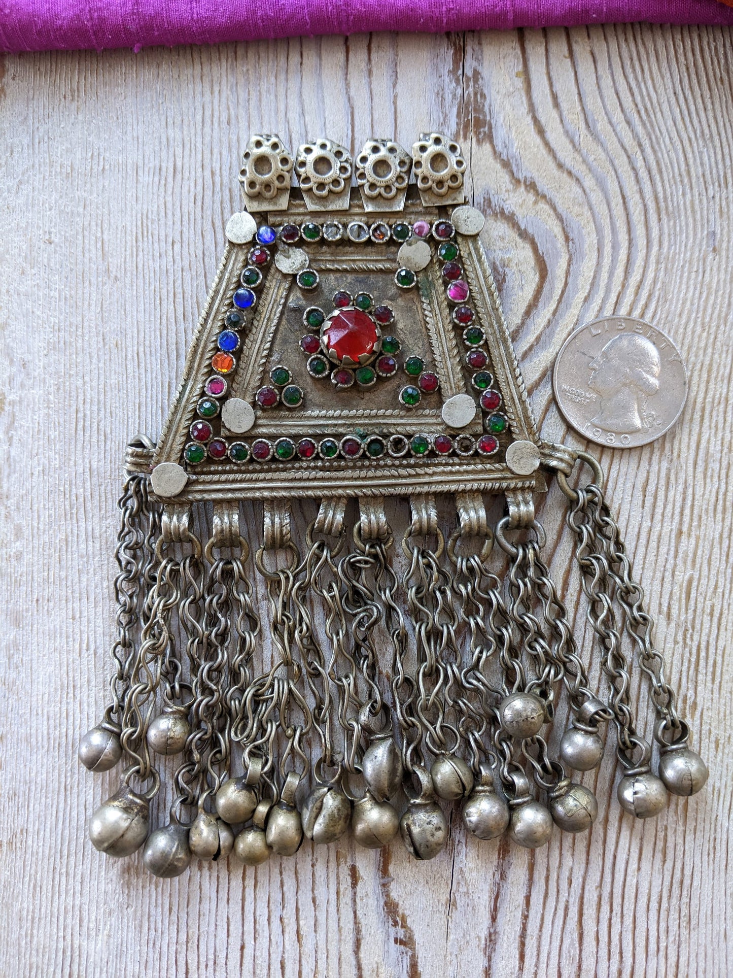 Well-Traveled Vintage Tribal Jewelry Pendant Waziri Ethnic Adornment (#10328)