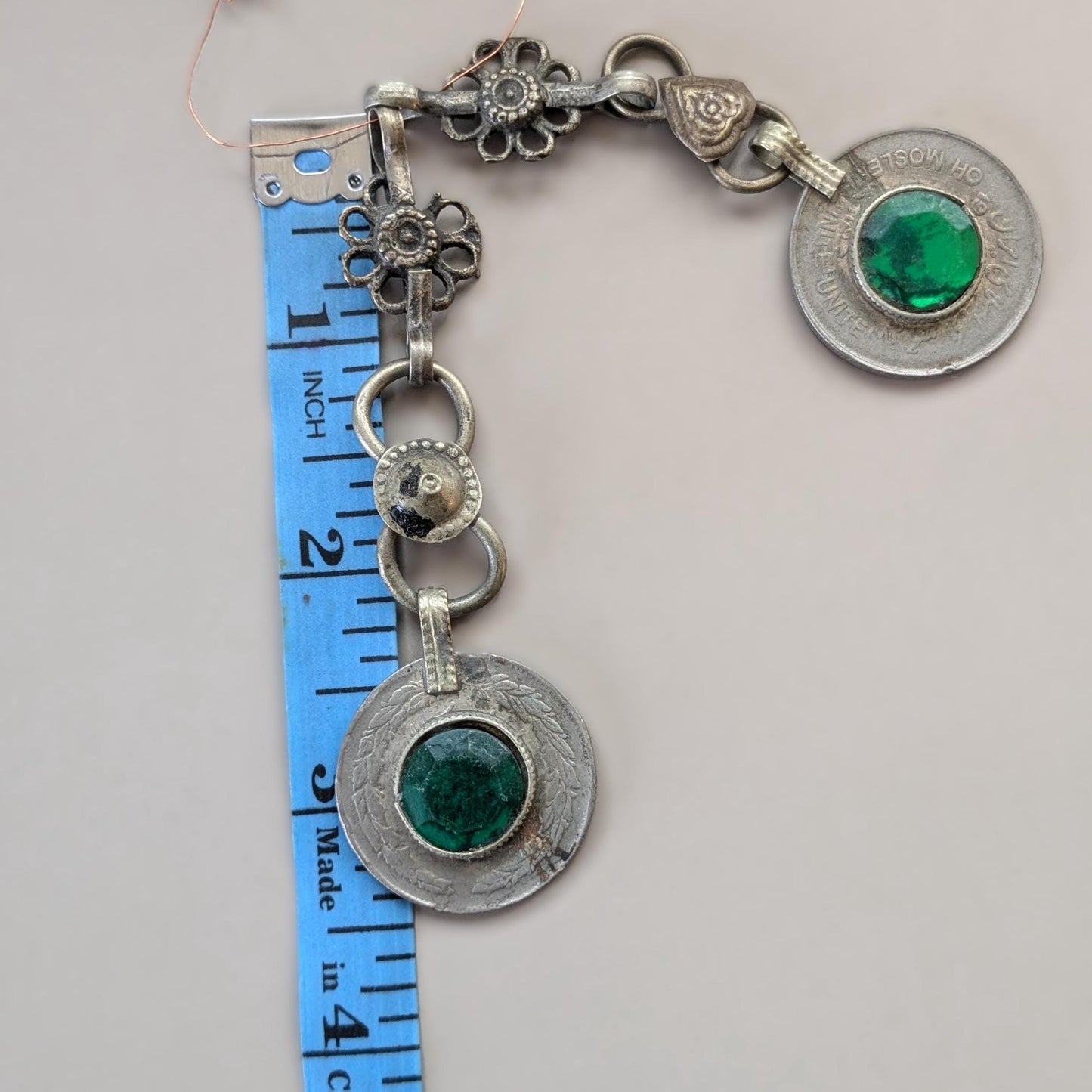 Old Afghan Tribal Necklace Pendants S-Loops Connectors Coin Accents 3 Pieces (17034)