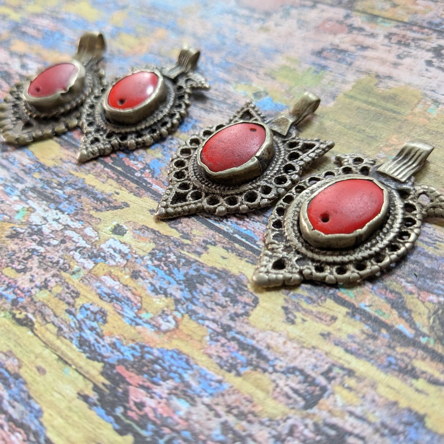 Well-Worn Vintage Tribal Pendants from Waziristan 4 Pieces (16571)