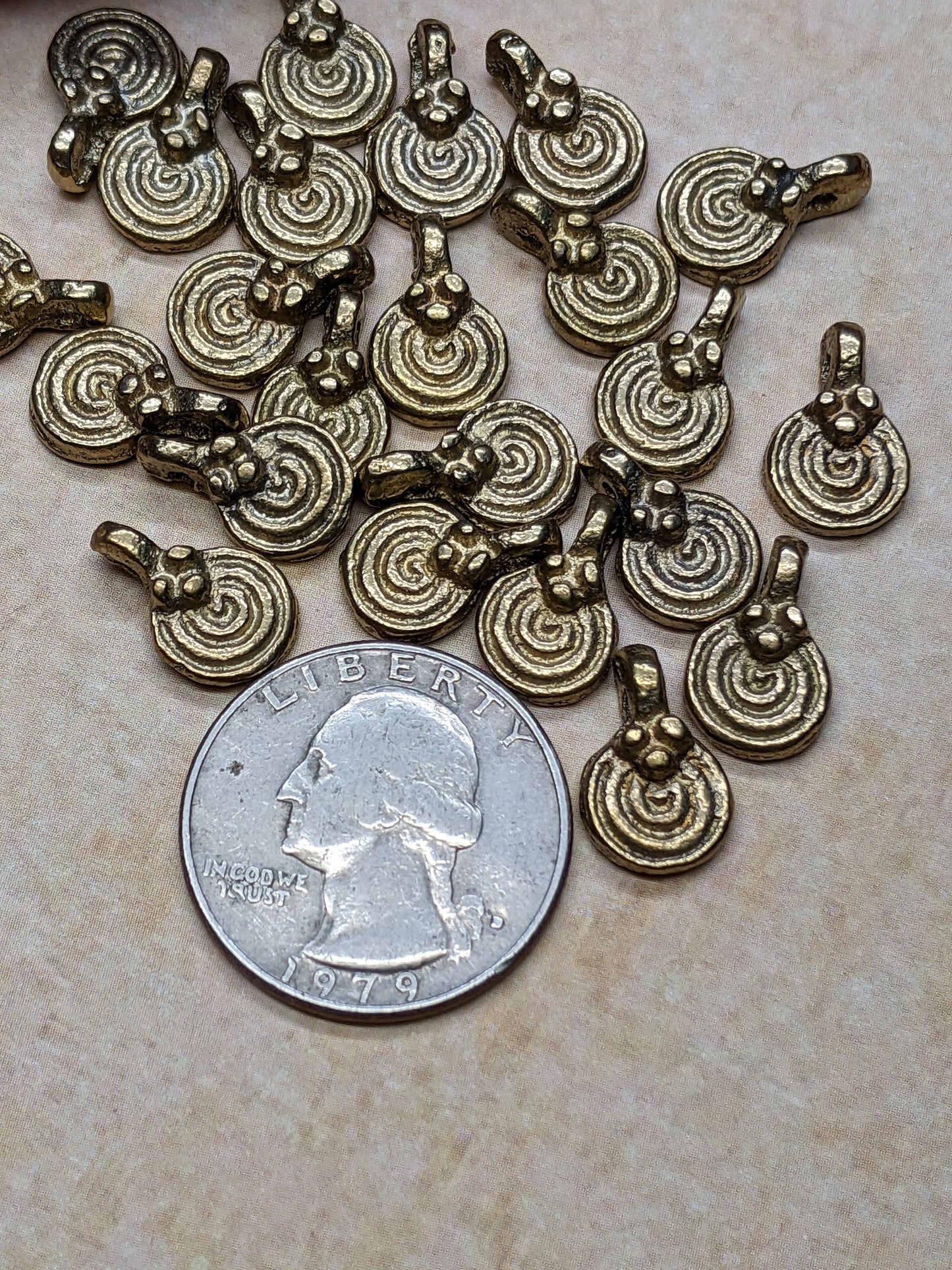 Golden Brass Spiral Charms 11x9mm Jewelry Macramé Supplies Pick Quantity