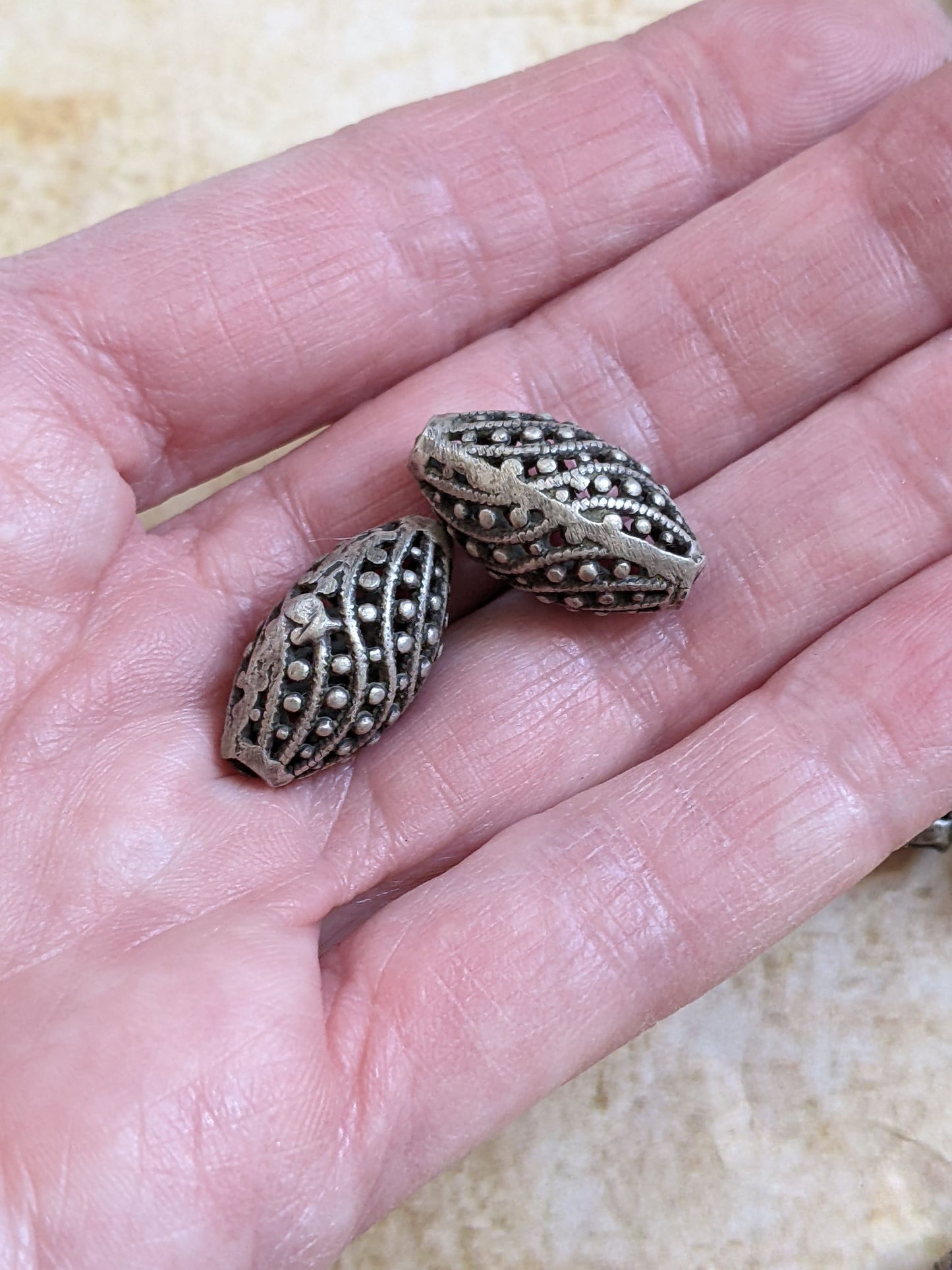 Vintage Silver Beads from Kohistan Pakistan Pick Quantity 21x12mm (15426)