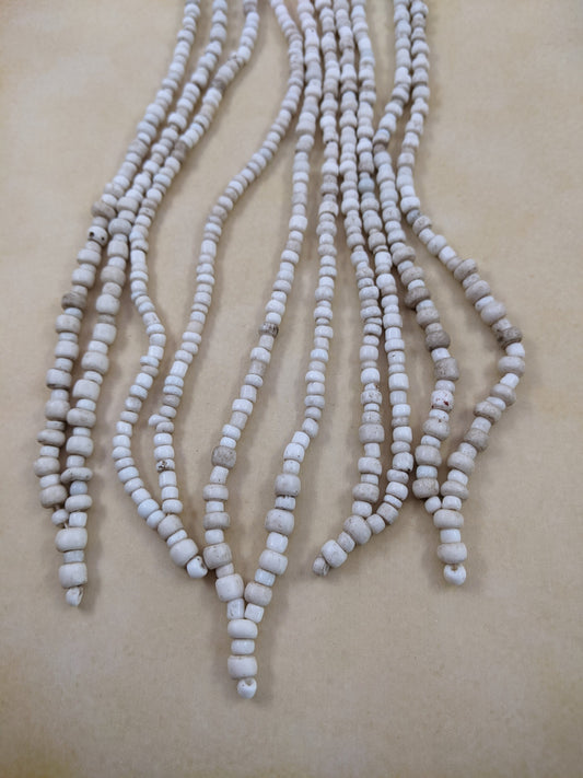 Gilgit Baltistan Old White Tan Beads Ethnic Arts Crafts Supply Unique (#14146)