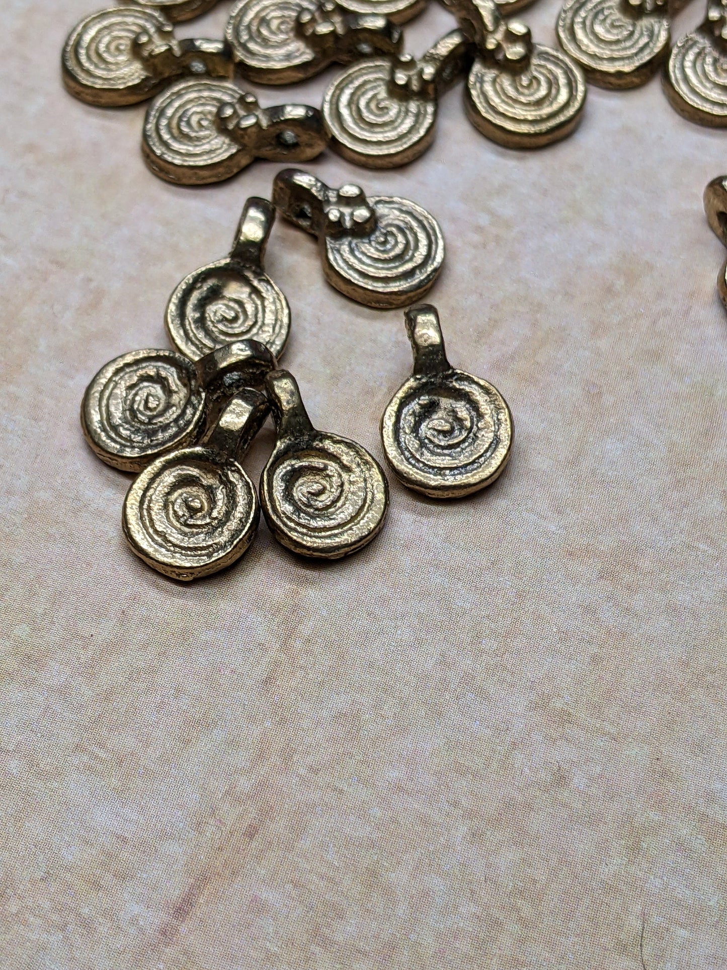 Golden Brass Spiral Charms 11x9mm Jewelry Macramé Supplies Pick Quantity