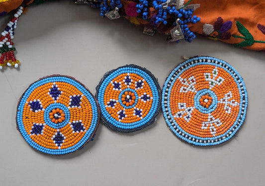 Vintage Beaded Tribal Gul Patches Kuchi Kochi Gul Orange(17262)