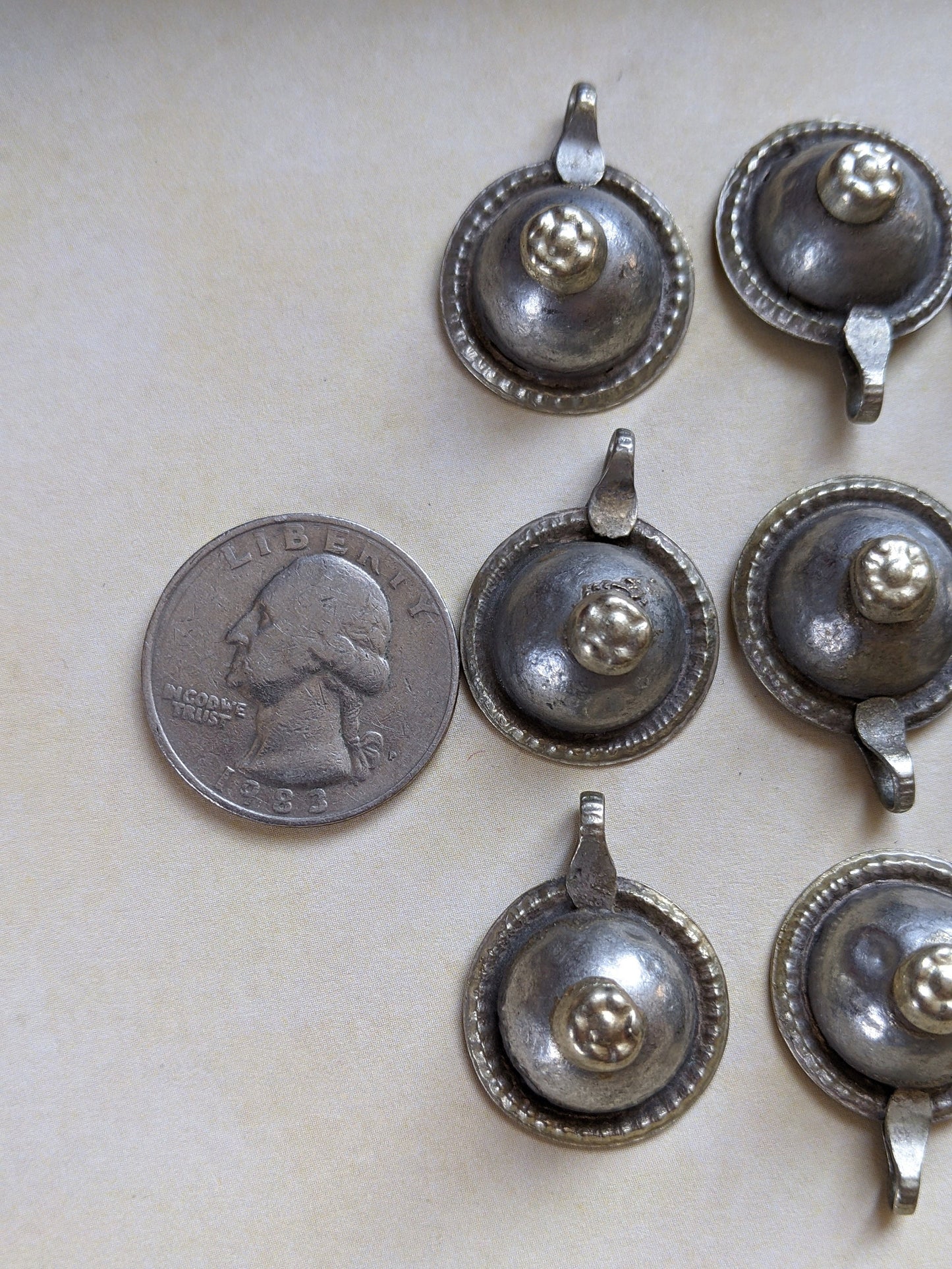 Vintage Turkoman Buttons with Bails 12 Pieces (17174)