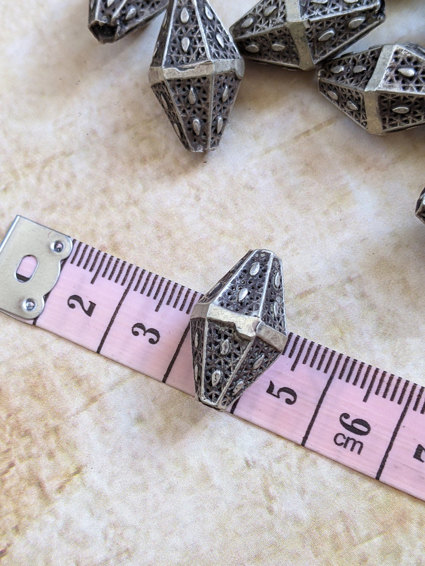 PAIR Vintage Silver Beads from Kohistan Pakistan By the Pair 21x12mm (15428)