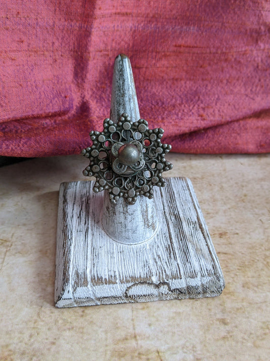 Tribal Flower Ring Bajaur Chitral Pakistan Size 7.5 US (#12696)