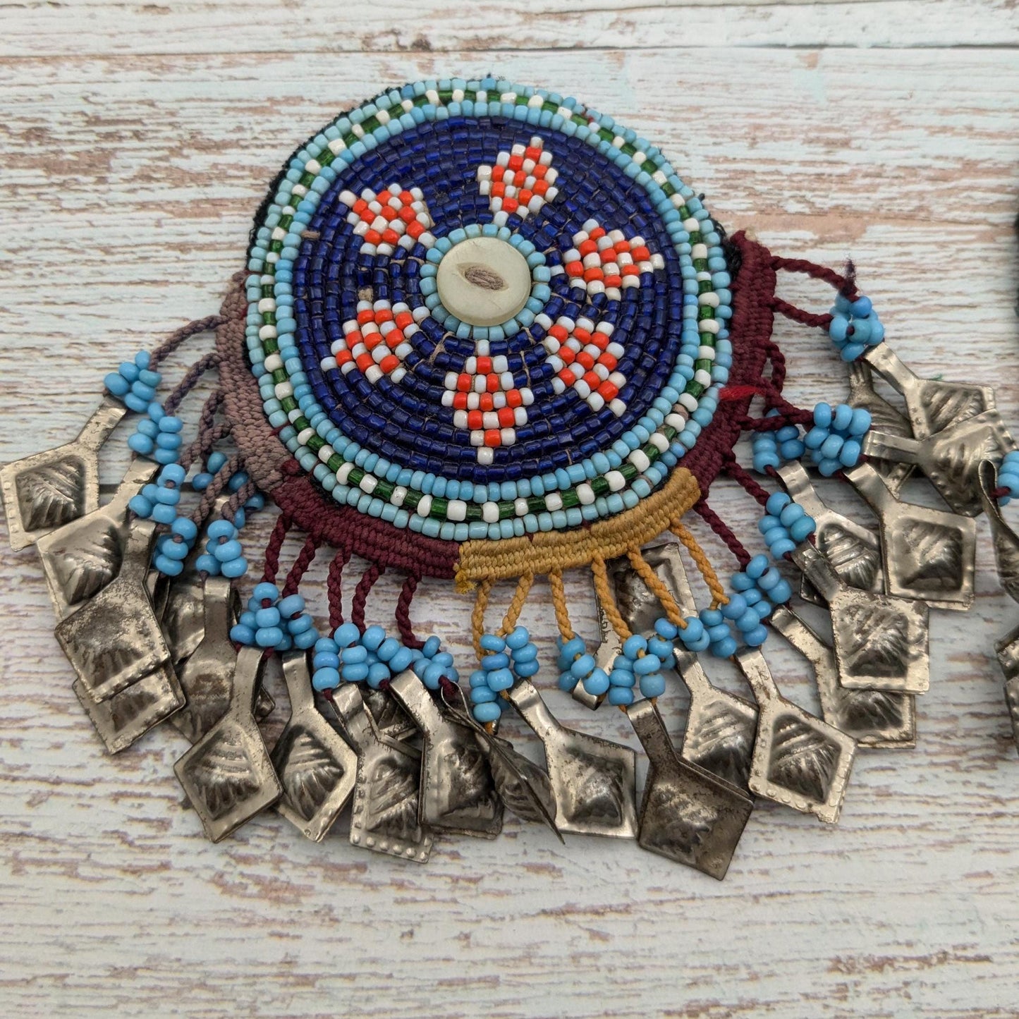 Unique Vintage Kuchi Beaded Gul Patches Jingling Accents Unique Pair (17152)