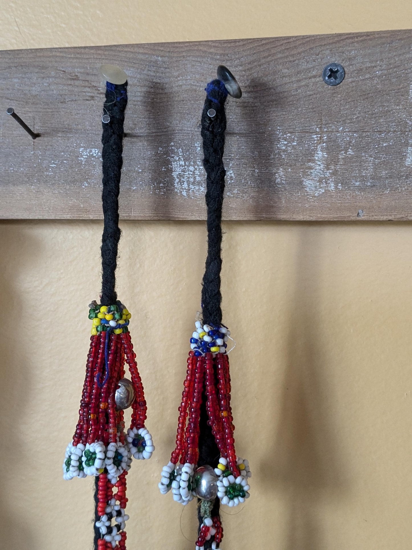 Long Beaded Tassels Kuchi Tribal Talisman with Button Fasteners 26" (17162)