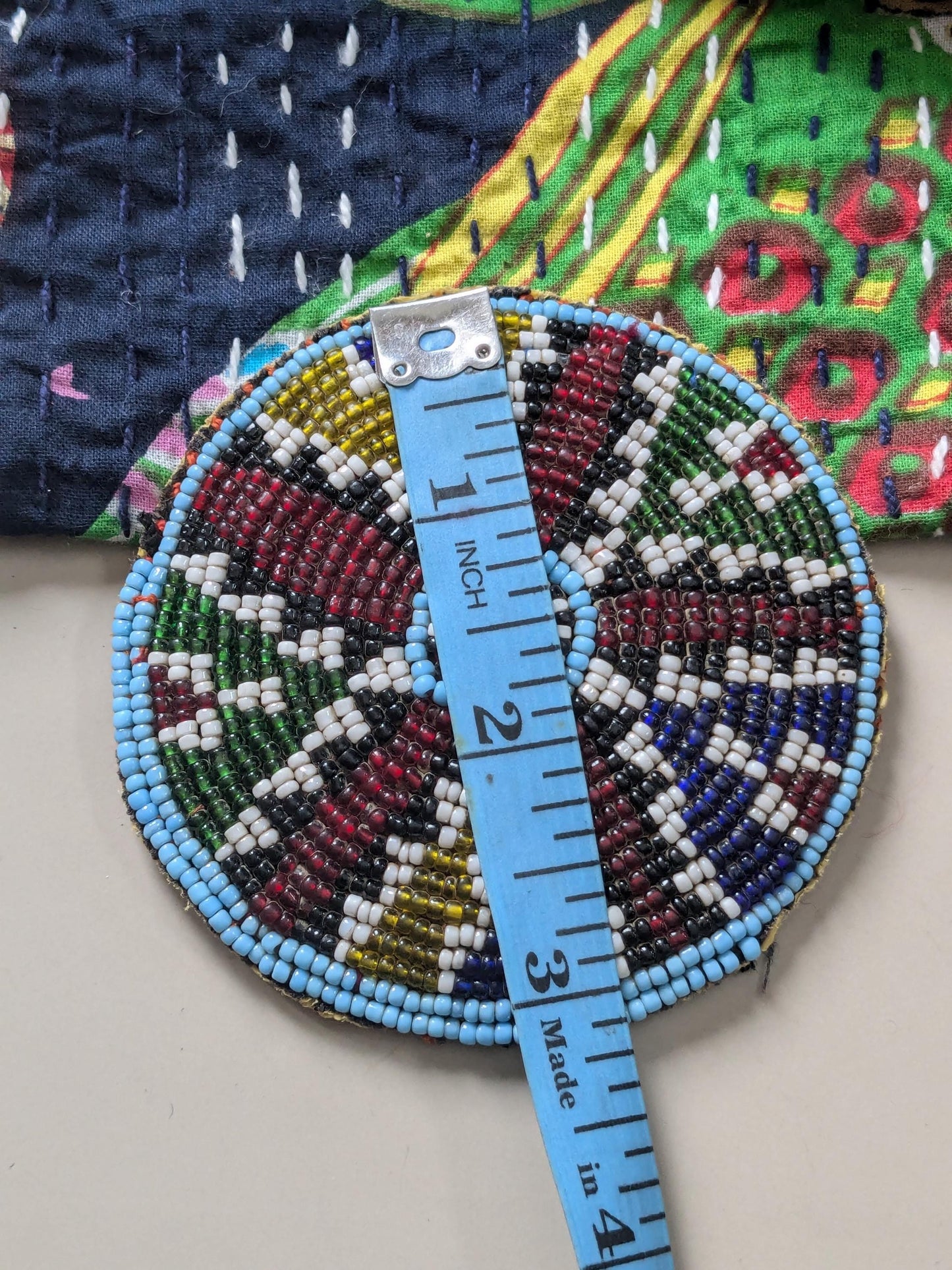 3" Beaded Gul Flower Patch Baloch Tribal Talisman Textile Adornment (17275)