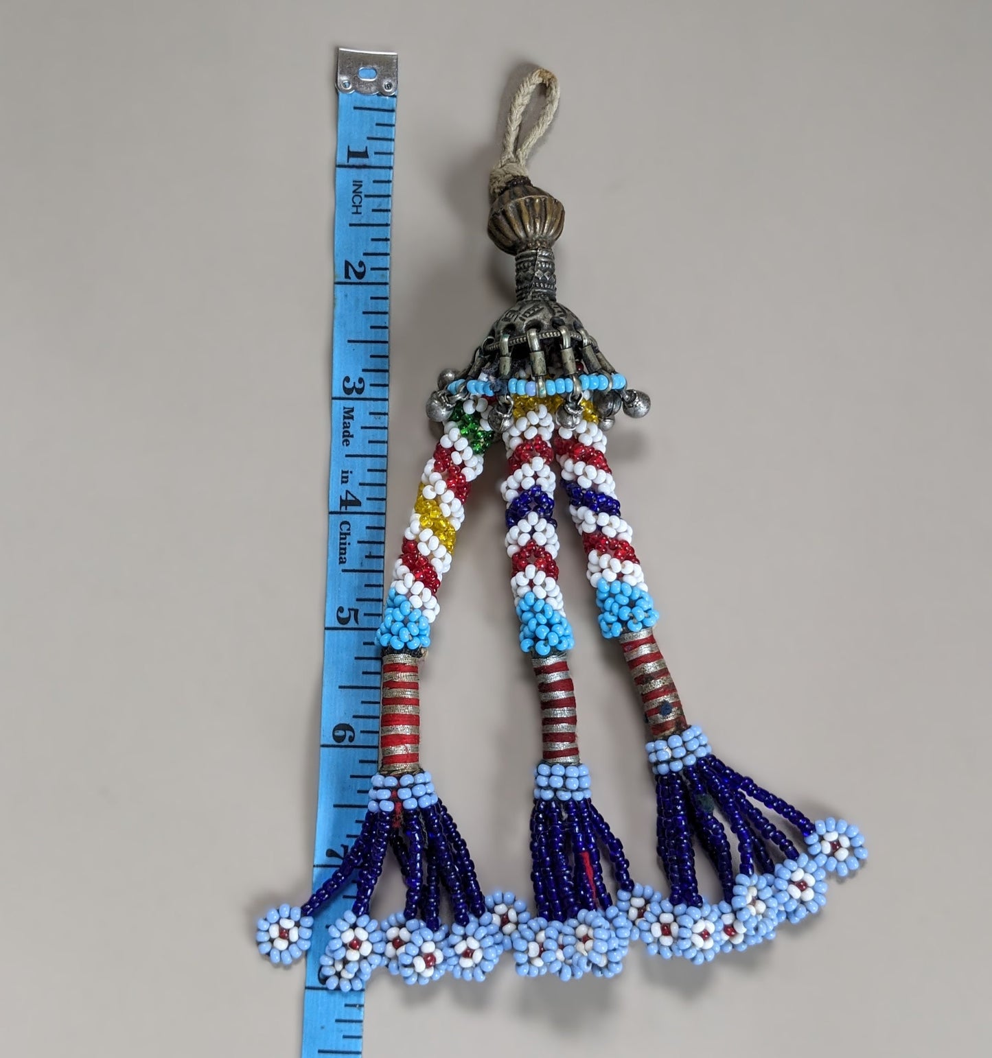 Beaded Tribal Tassel from Baluchistan Ethnic Adornment 8" (16321)