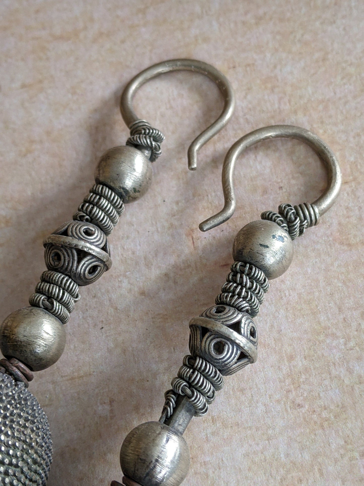 Old Vintage Nuristani Nooristani Earrings Large 10 Gauge (2.6mm) Tribal Afghan Jewelry (#12547)