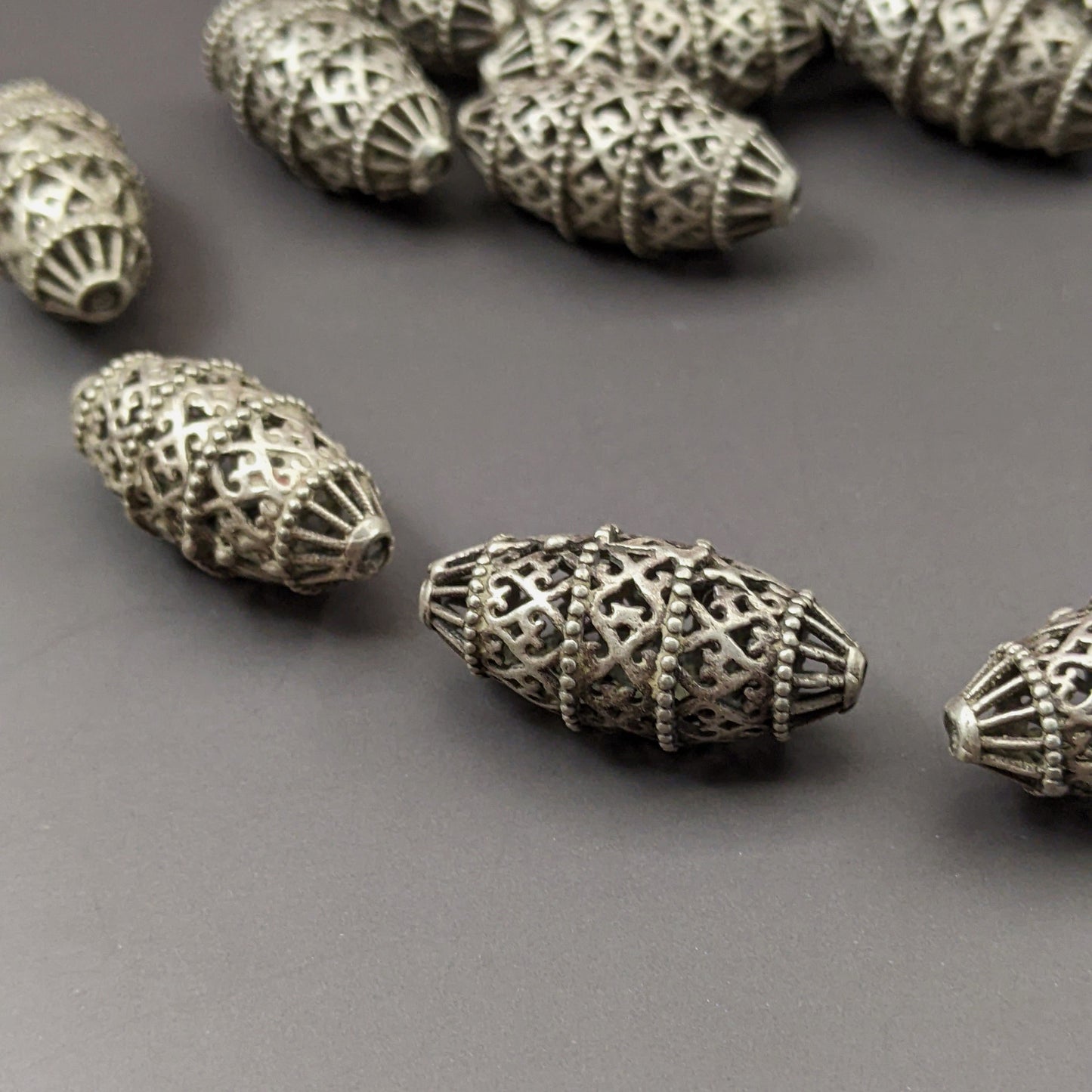 Vintage Silver Beads from Kohistan Pakistan Pick Quantity 28x12mm (15398)