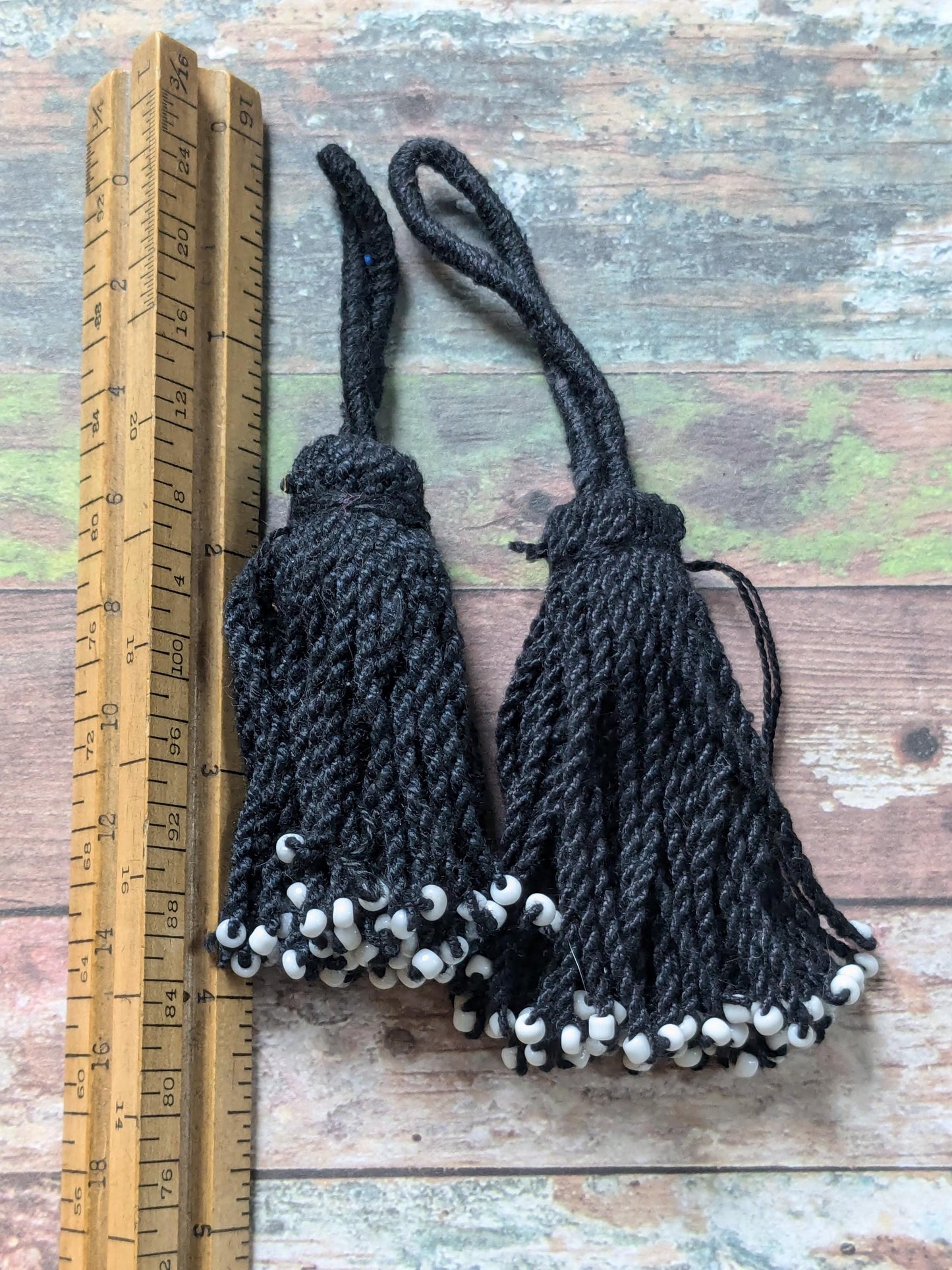 Black Tassel Central Asian Traditional Turkmen Textile Adornment (17082)