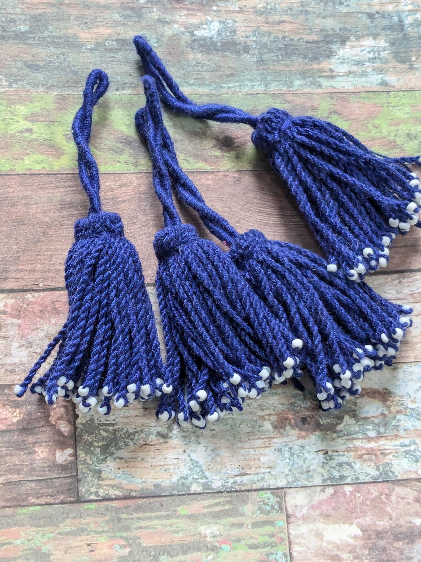 Blue Tassel Central Asian Traditional Turkmen Textile Adornment (17078)