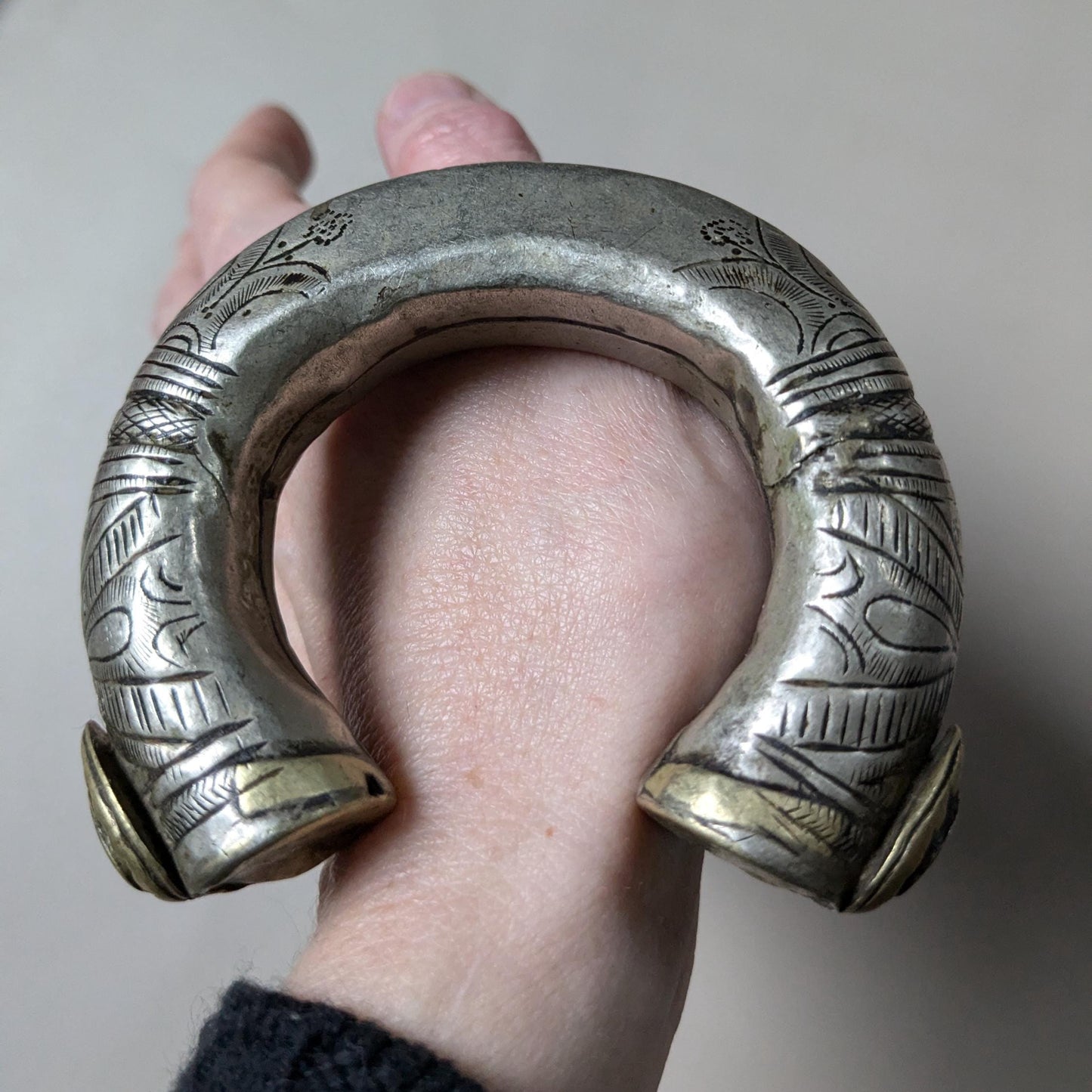 Vintage Kuchi Tribal Cuff Unique Old Jewelry 6" (17360)