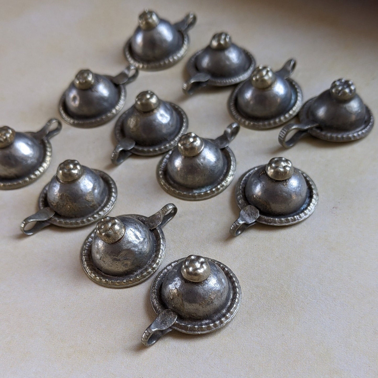 Vintage Turkoman Buttons with Bails 12 Pieces (17174)