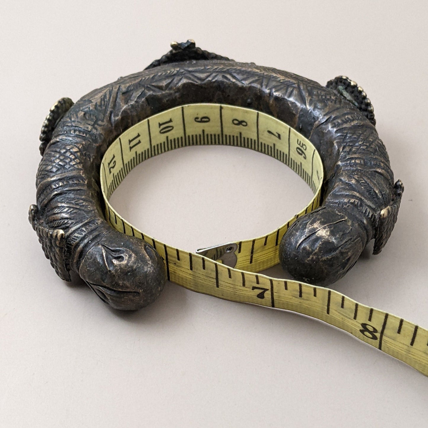 Vintage South Asian Tribal Bracelet RATTLING Cuff Heavily Oxidized 6.25" (16131)