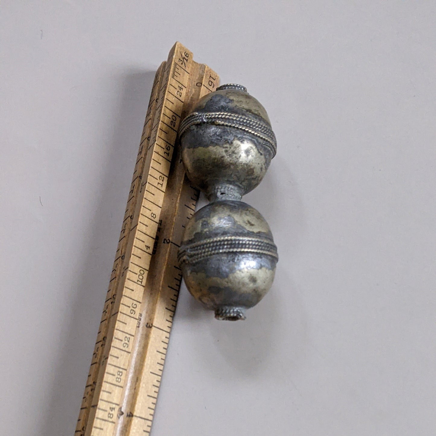 Old Central Asian Double Connected Bead Northern Afghanistan Ethnic Finding 2.75" (15254)