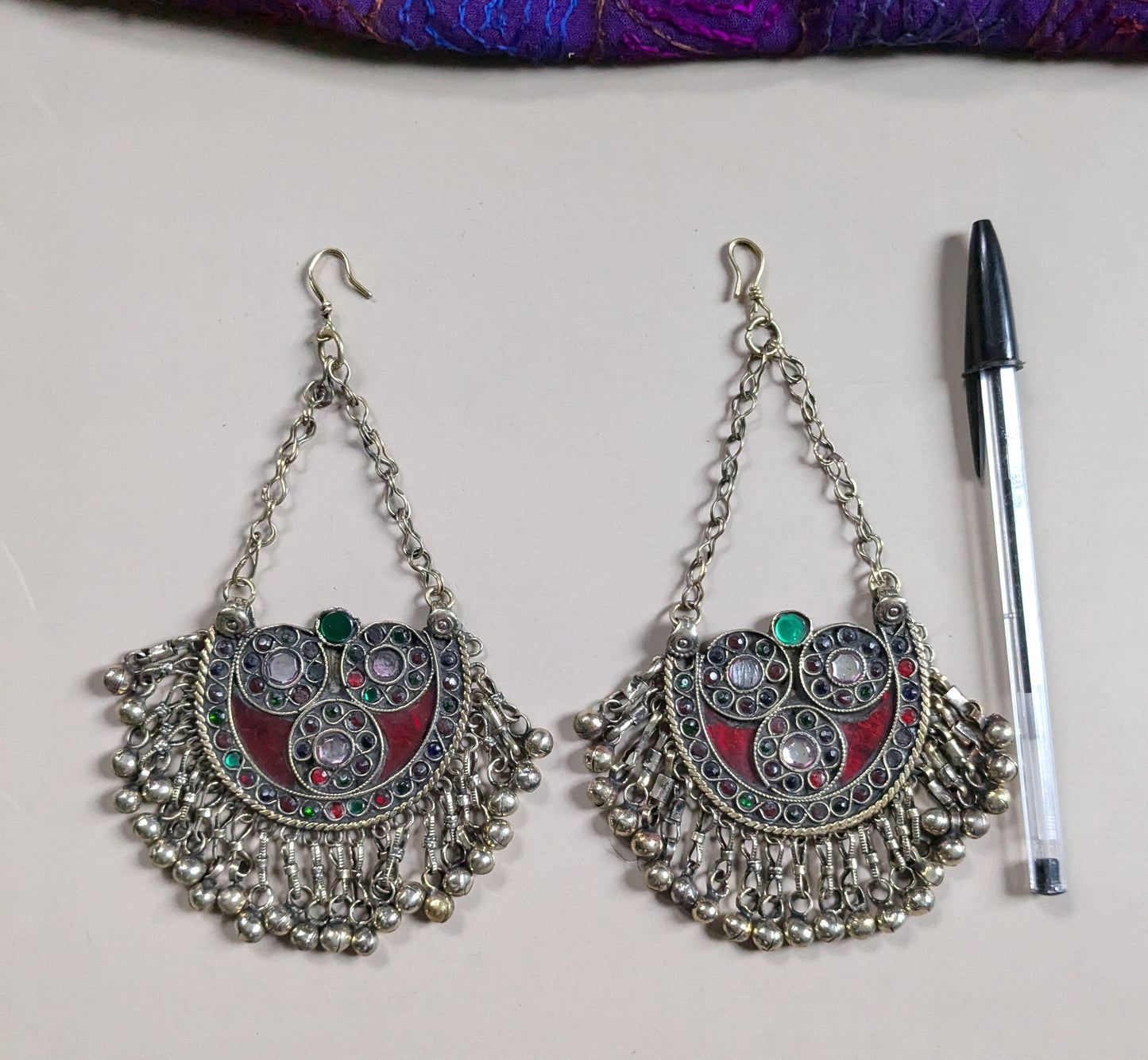 Matching Pair Vintage Kuchi Tribal Hair Pendants Tikka Jhoomer Polished (16389)